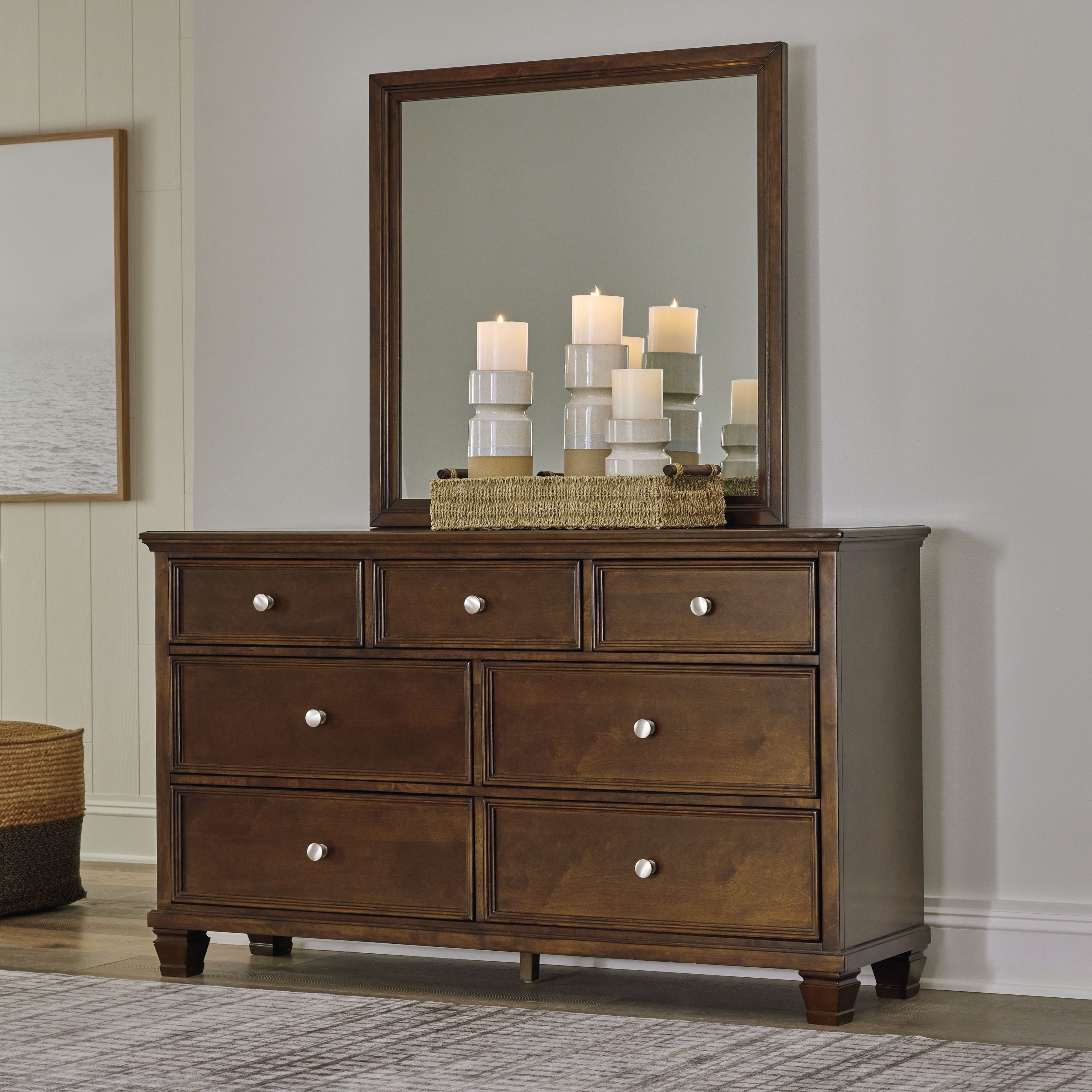 Danabrin - 5 Pc. - Dresser, Mirror, Twin Panel Bed - Brown