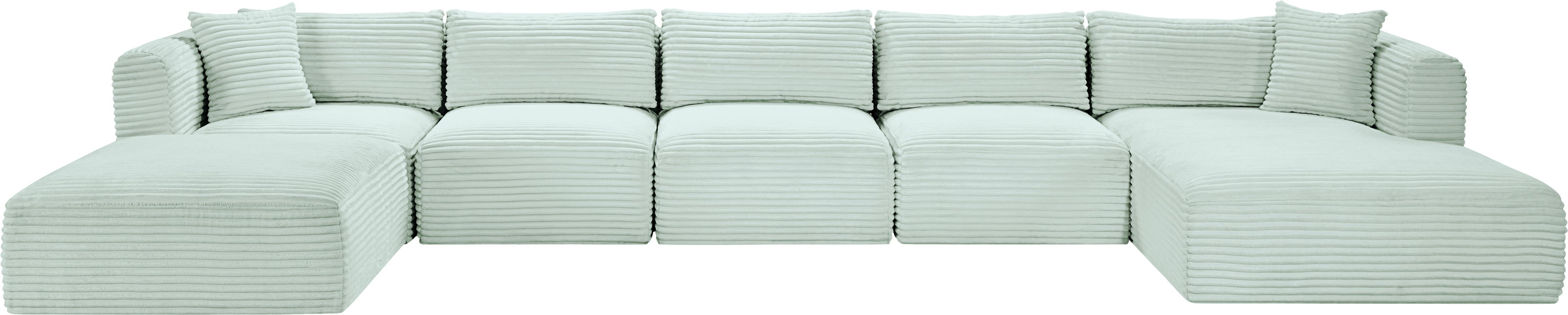Shaggy - 6 Piece Modular Sectional With Chaise And Ottoman - Mint