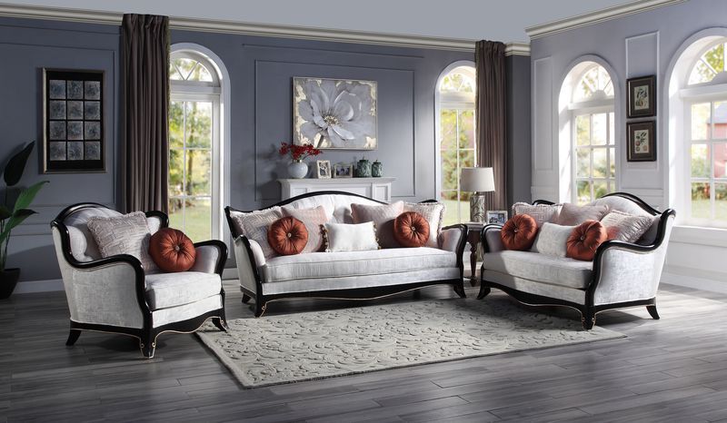 Nurmive - Sofa With 7 Pillows - Beige Fabric, white