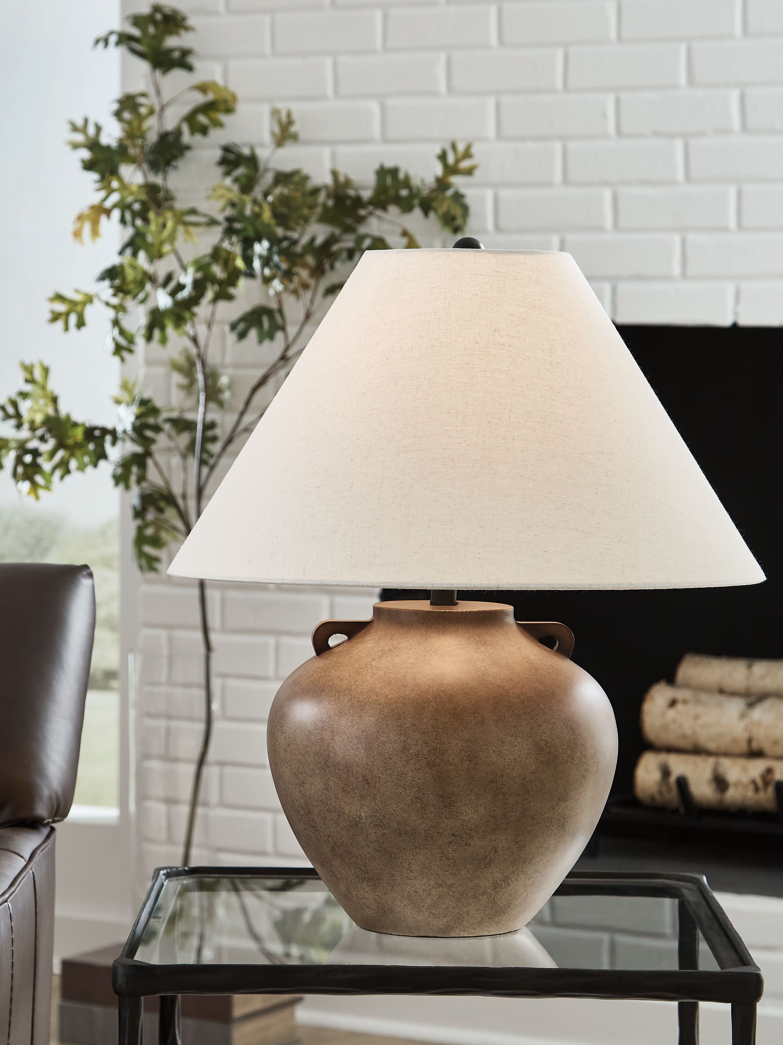 Ashley Furniture Ferrilby - Poly Table Lamp - Antique Beige - Image 2