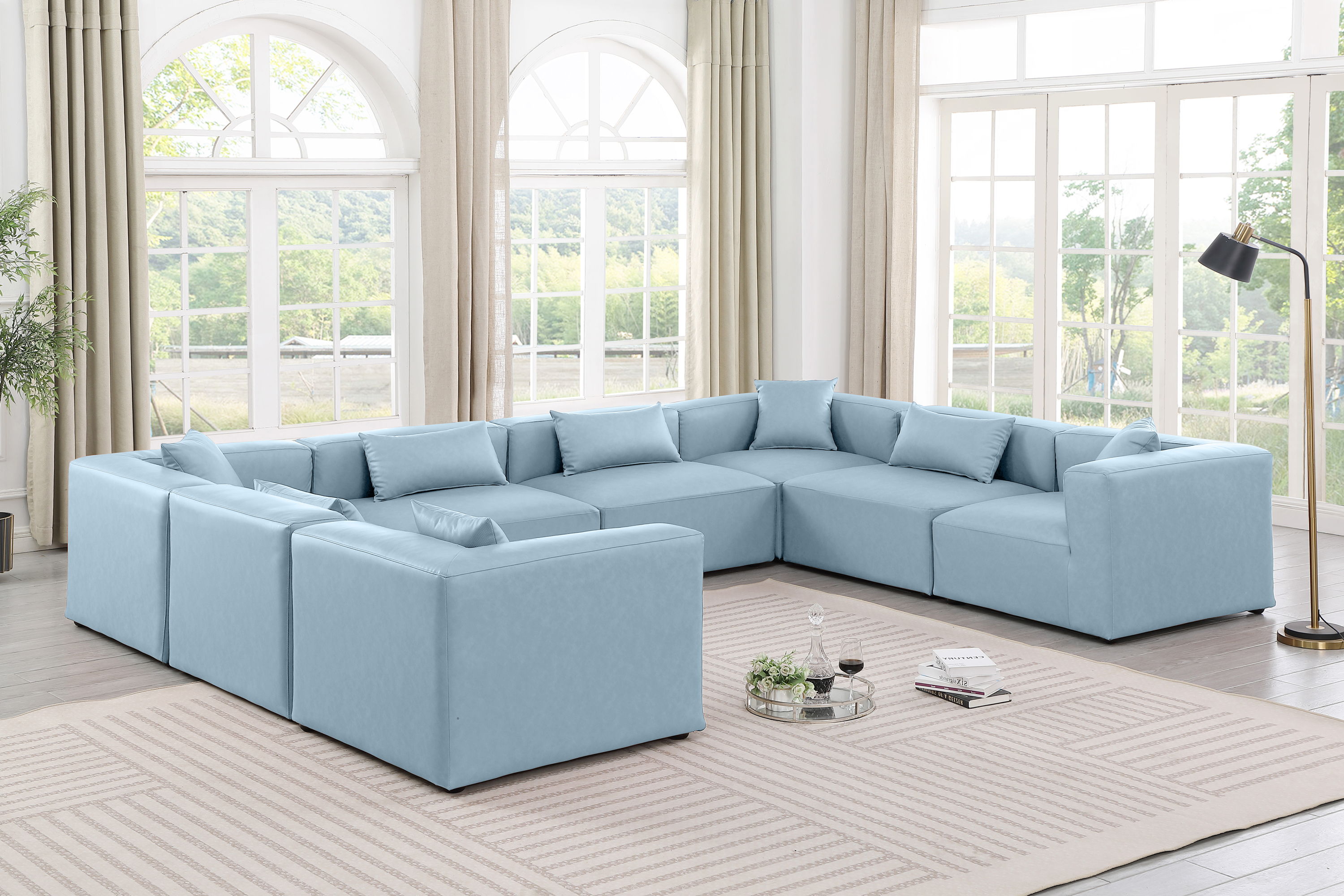 Cube - 8 Piece Modular Sectional - Light Blue