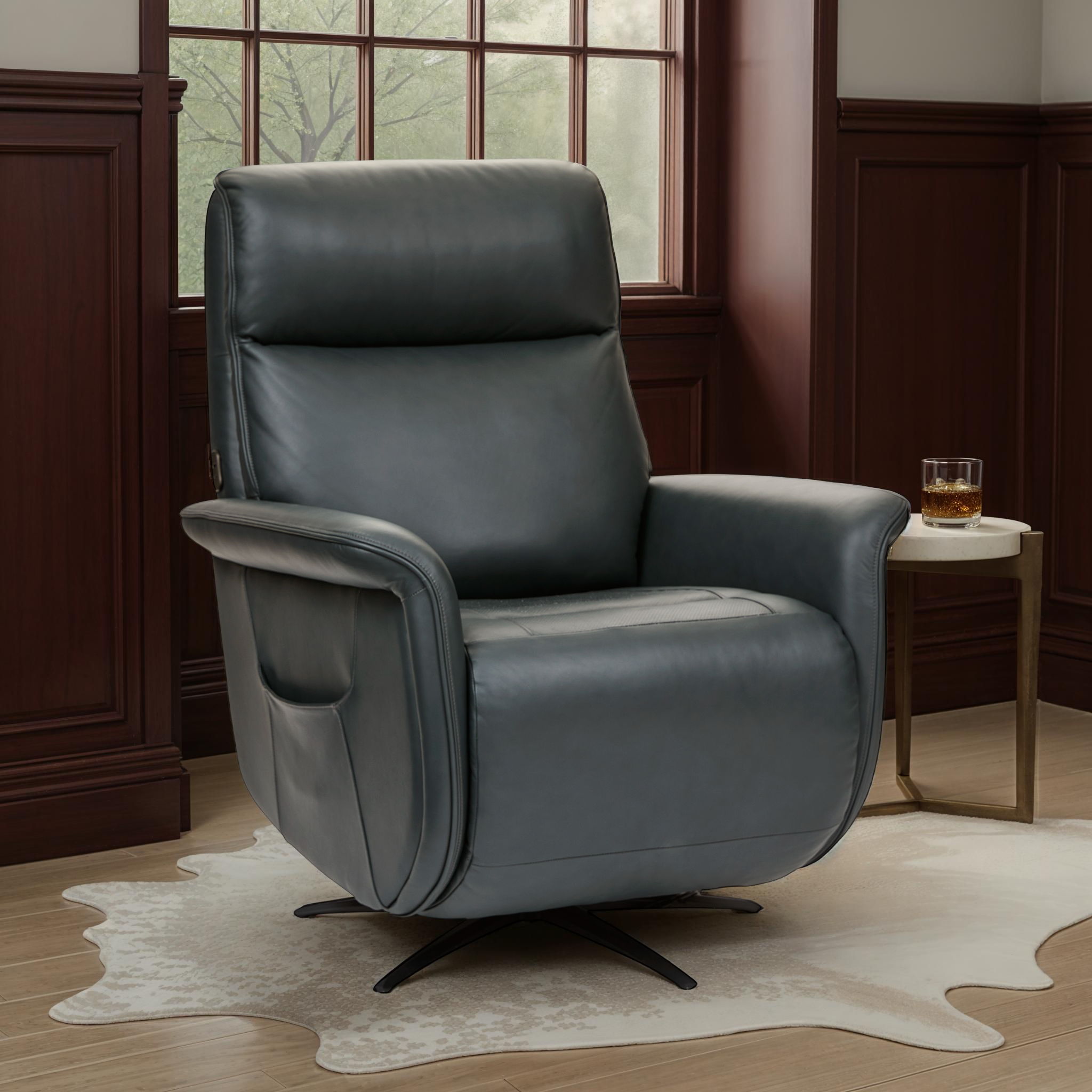 Haven - Power Swivel Recliner With Power Headrest, Lumbar, Heat, Massage & Ventilation, black, view 5