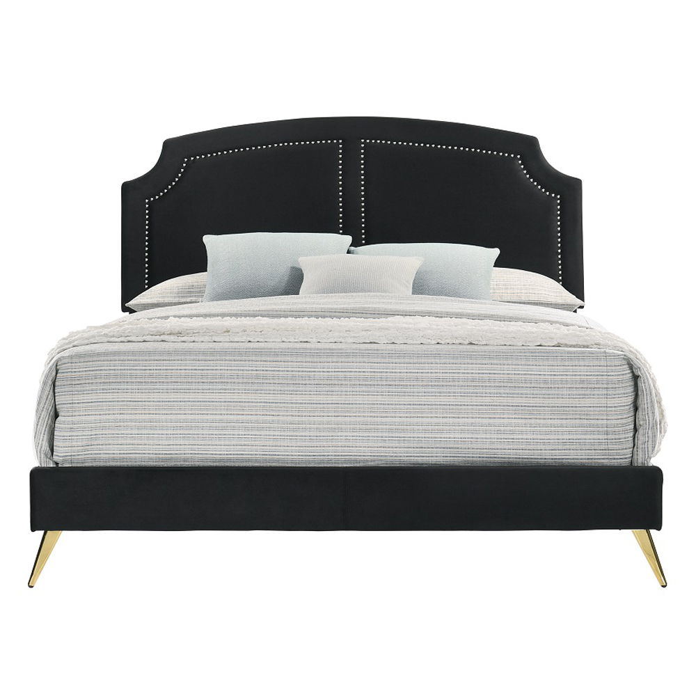Zeena - Eastern King Bed - Black Velvet, black, view 6