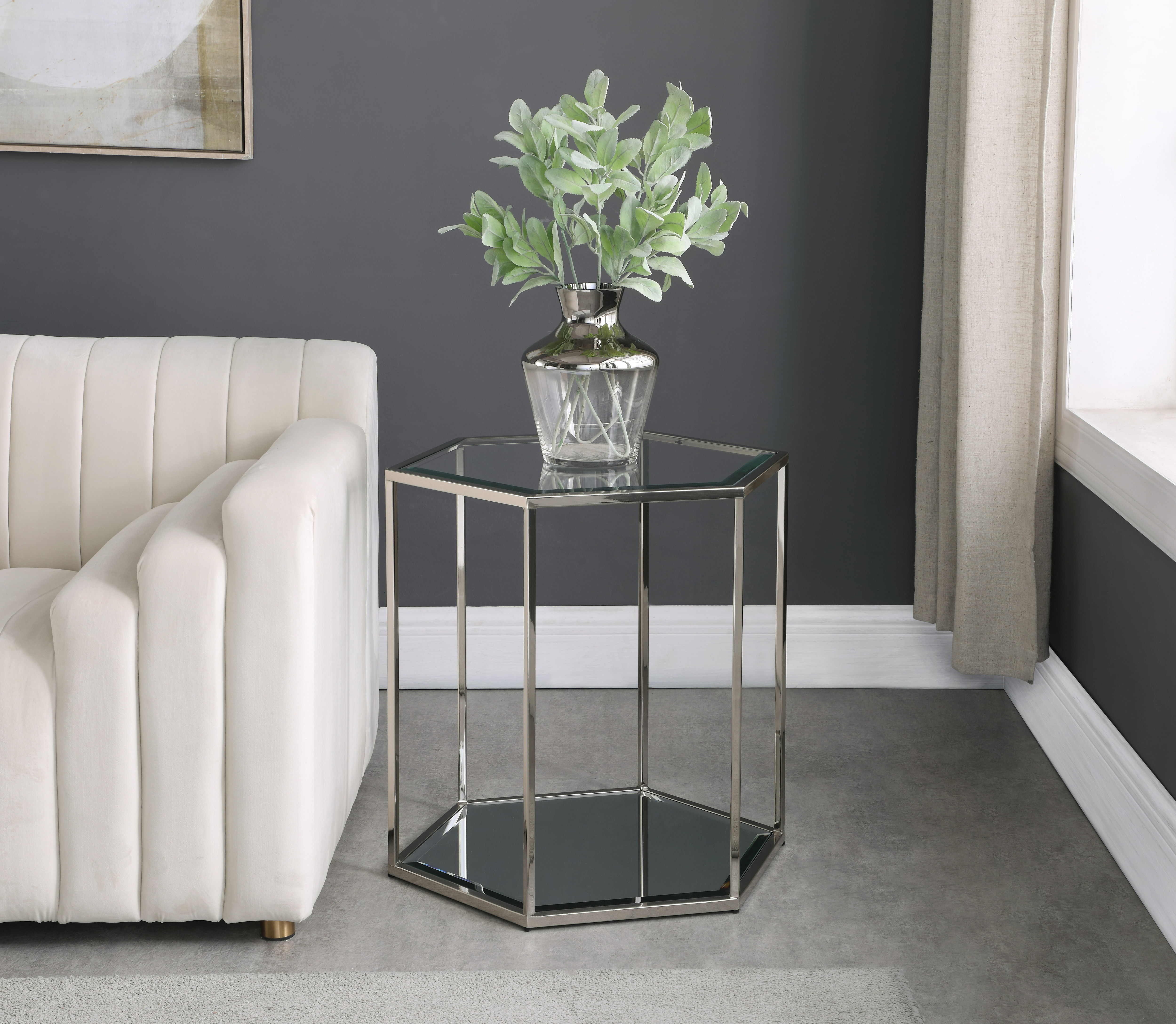 Sei - End Table - Pearl Silver
