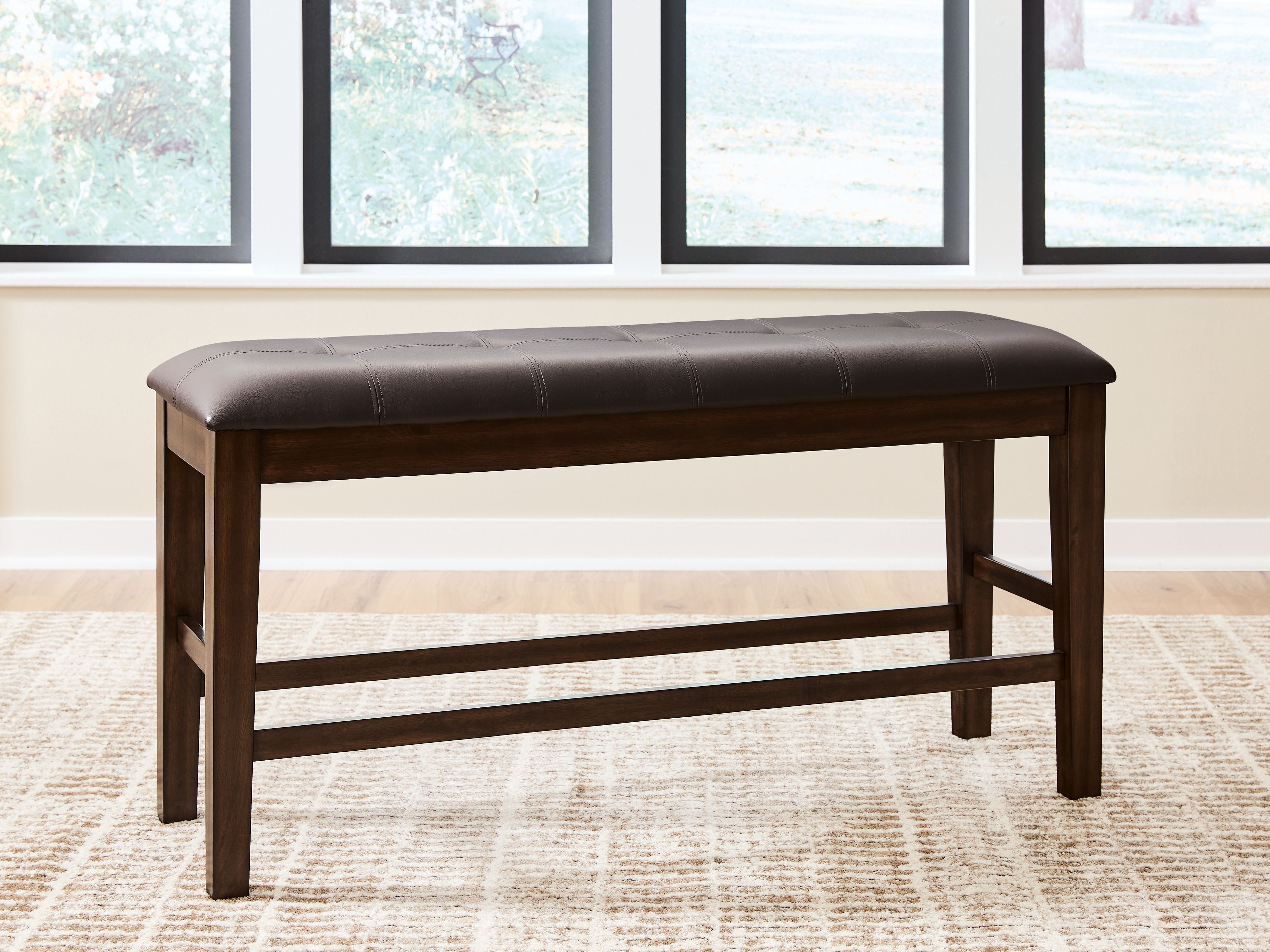 Haddigan - Double Counter Height Upholstered Bench - Dark Brown