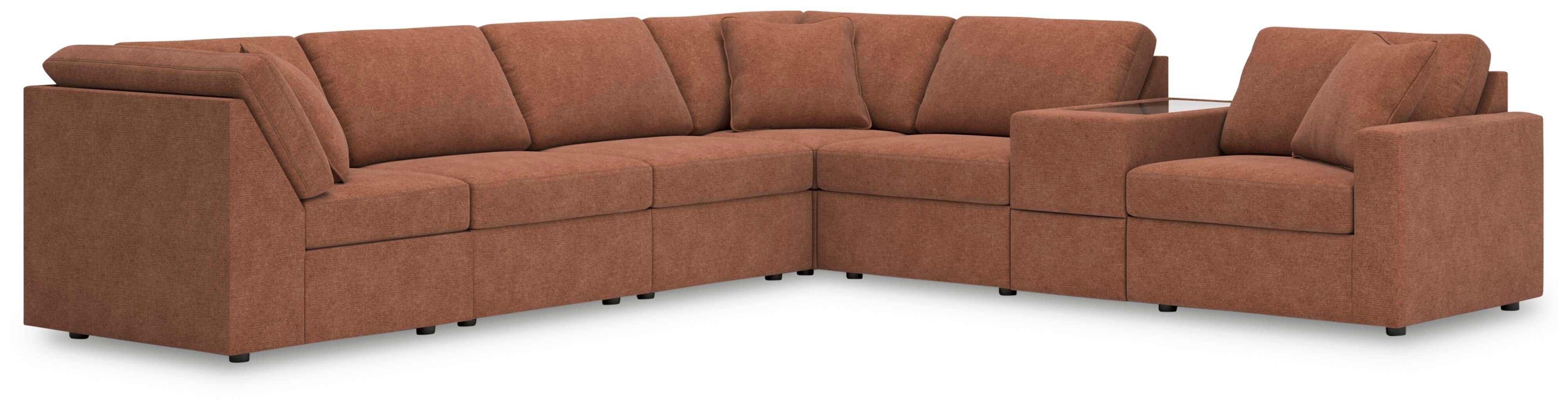 Modmax – 7-Piece Sectional With Storage Console And Raf Corner Chair – Spice