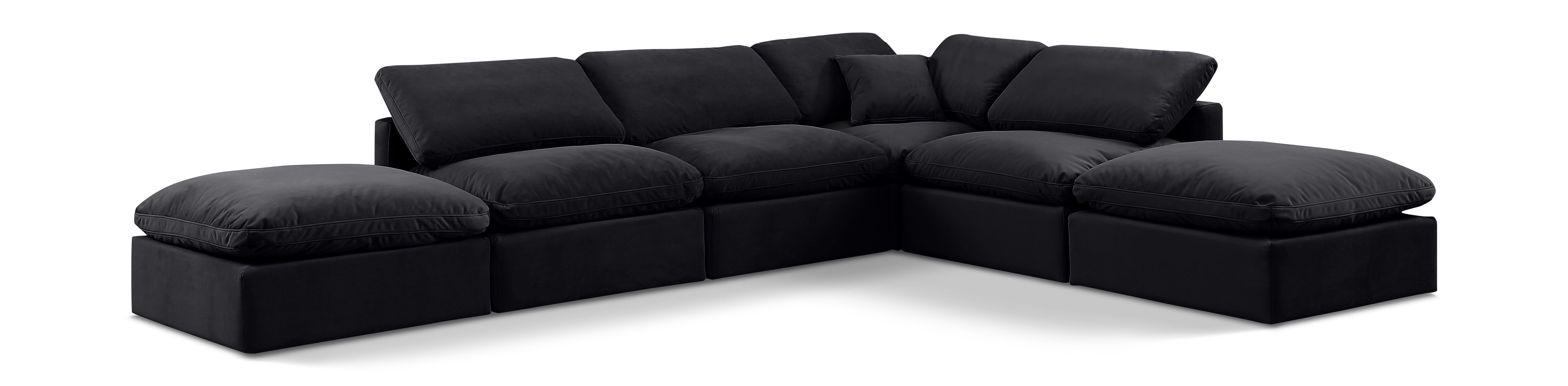 Indulge - Velvet 6 Piece Modular Armless Sectional - Charcoal