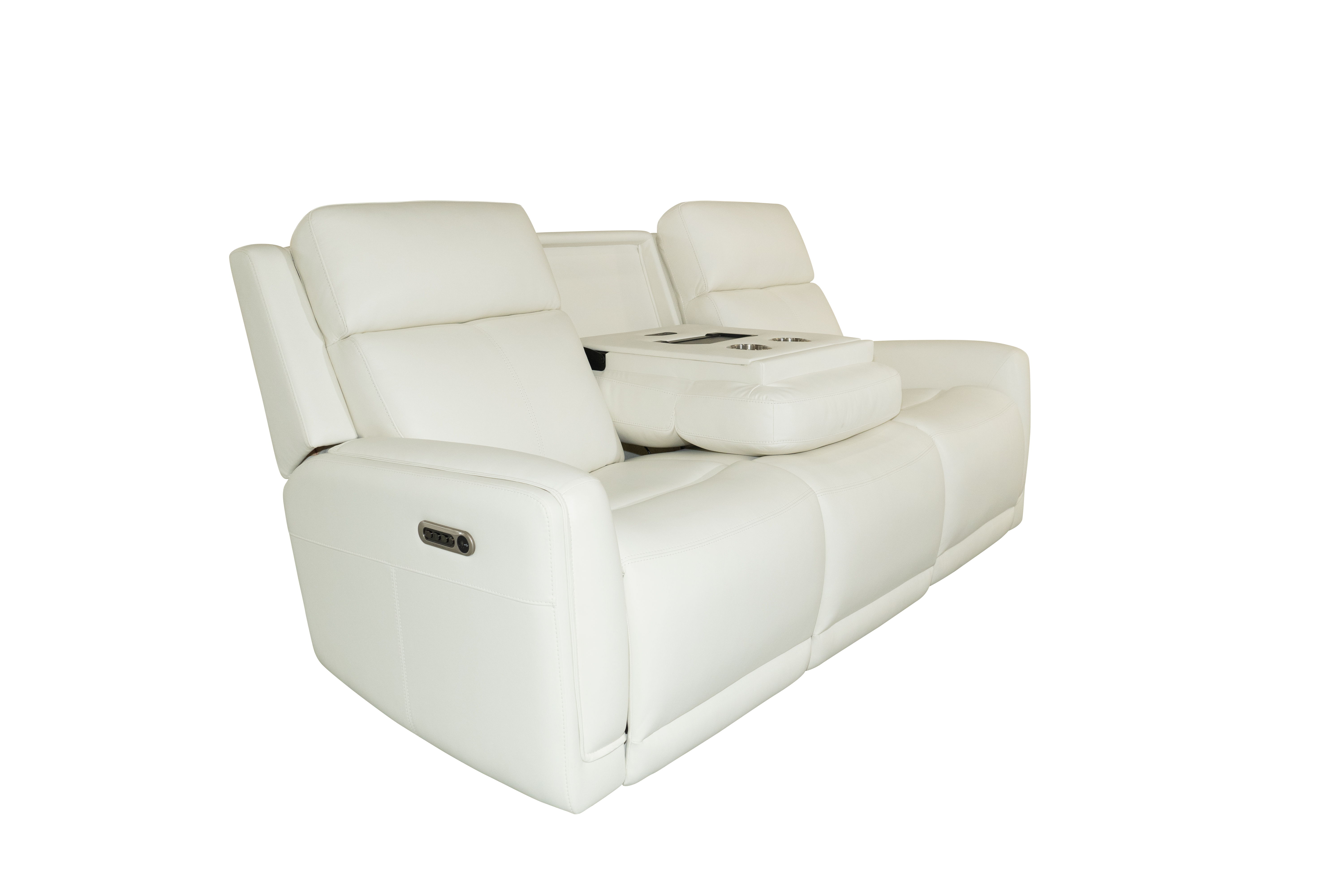 Alister - Power Gliding Sofa With Power Headrests & Lumbar - Porcelain, white, view 4