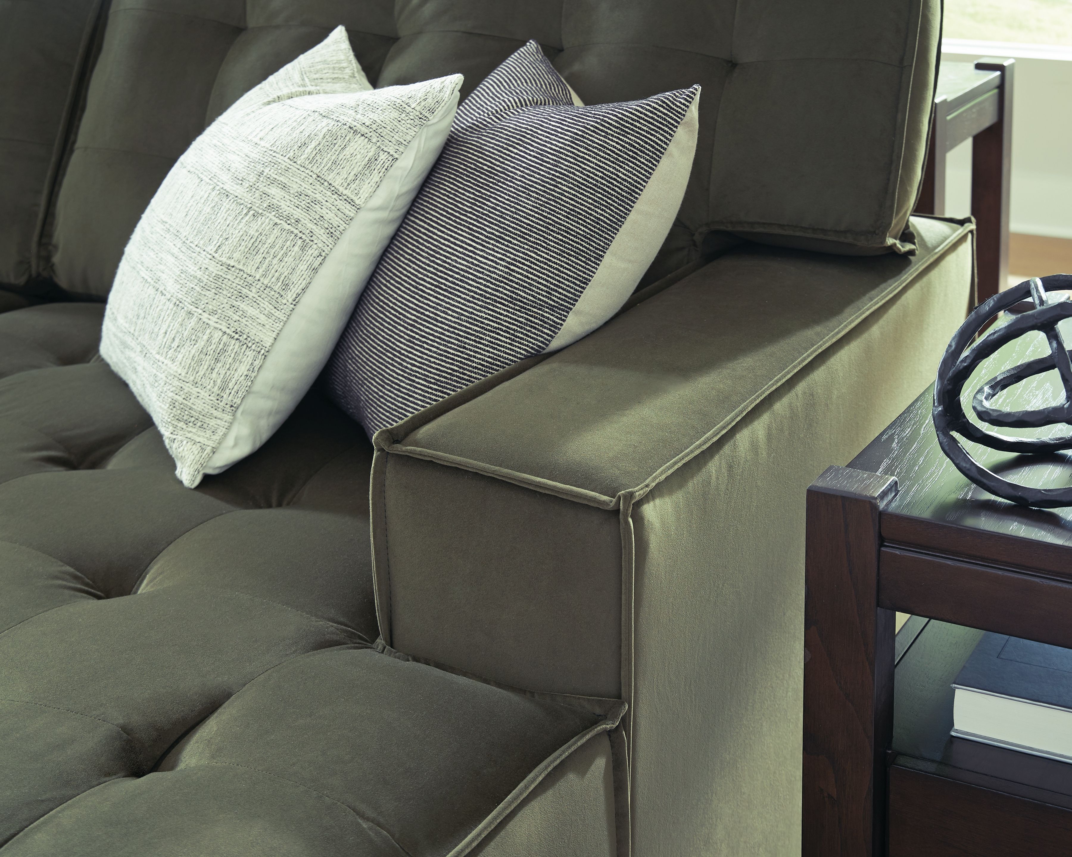 Caspian-Town - 2-Piece Sectional With RAF Corner Chaise - Olive