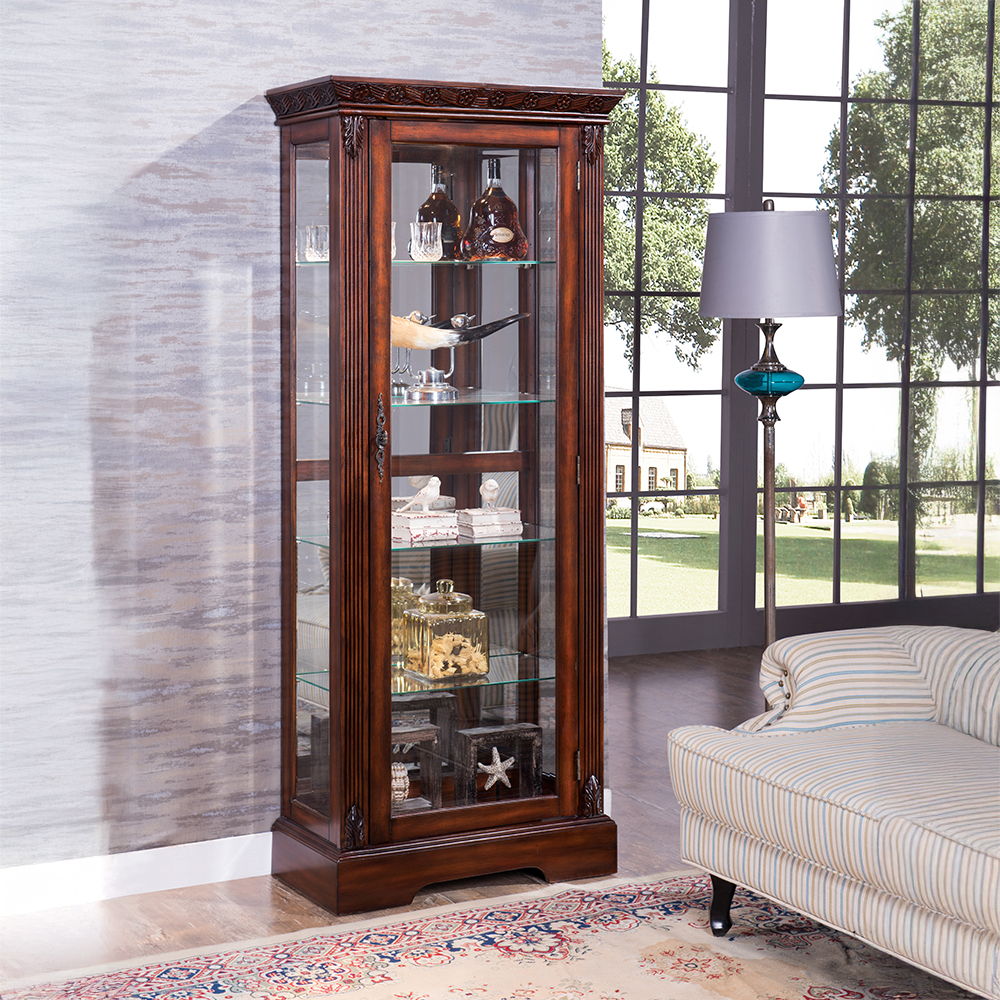 Addy - Curio Cabinet - Cherry, dark brown