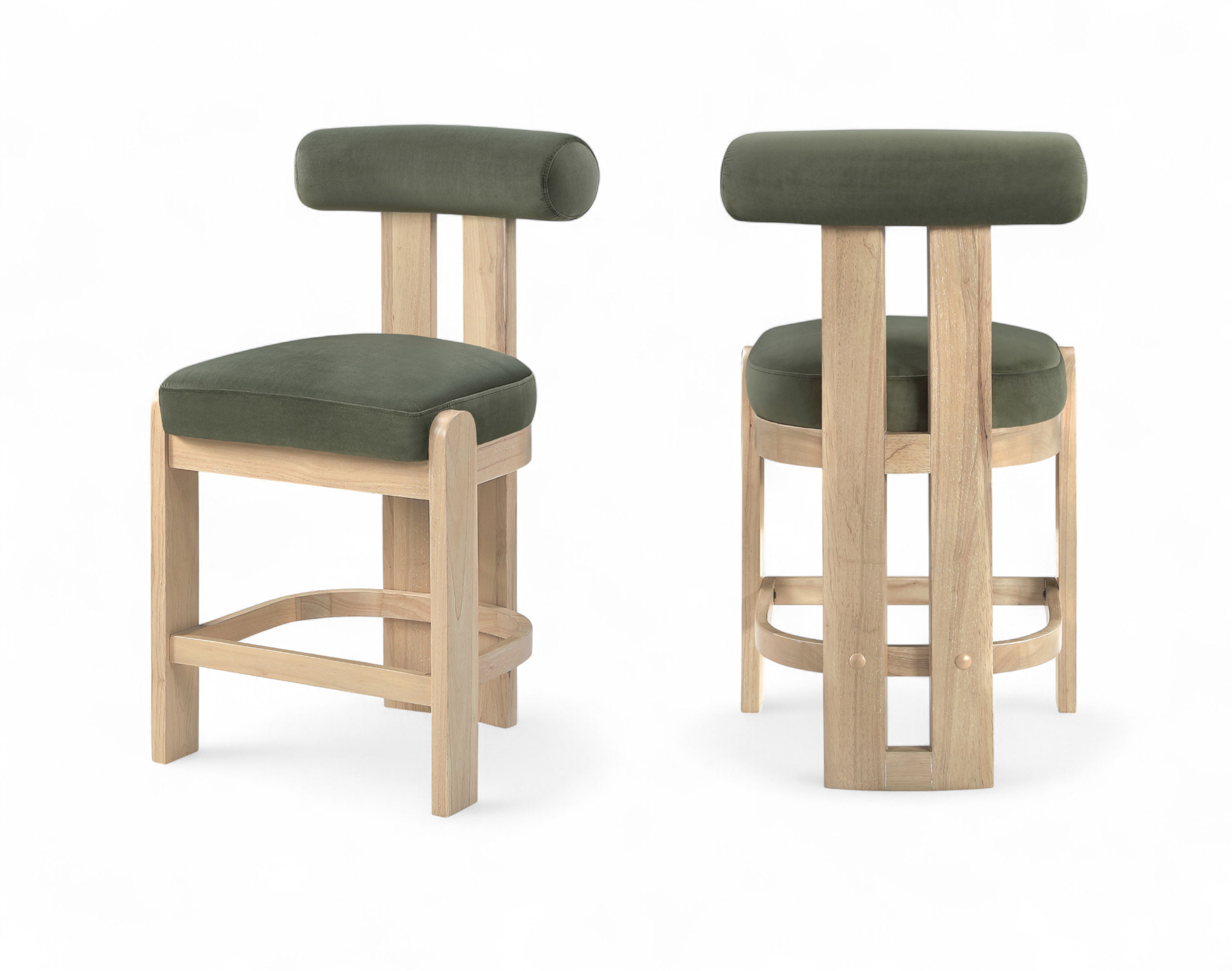 Arienzo - Velvet Performance Fabric Upholstered Counter Stool (Set of 2) - Green