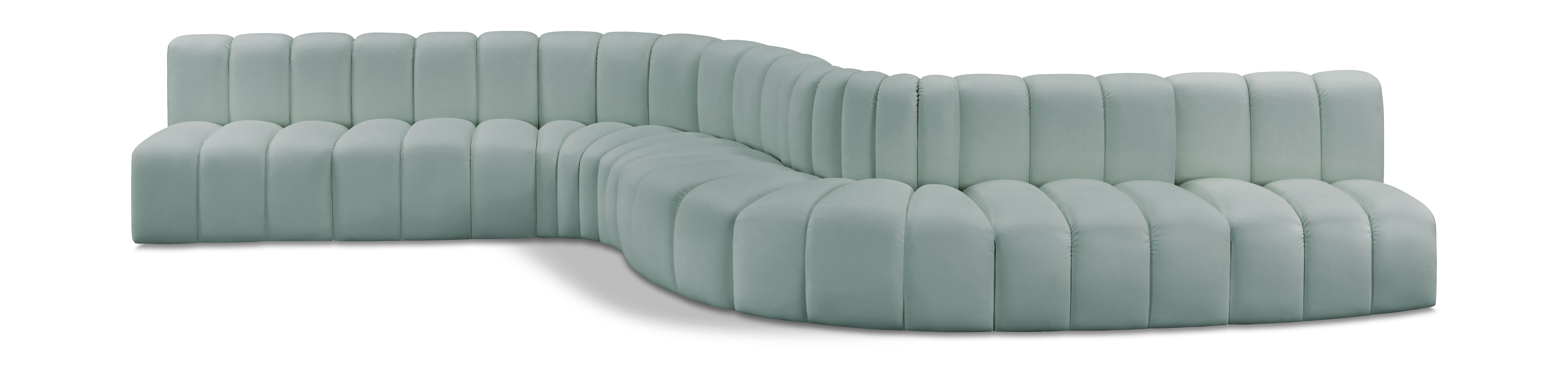 Arc - Faux Leather 8 Piece Curved Modular Sofa - Mint Green