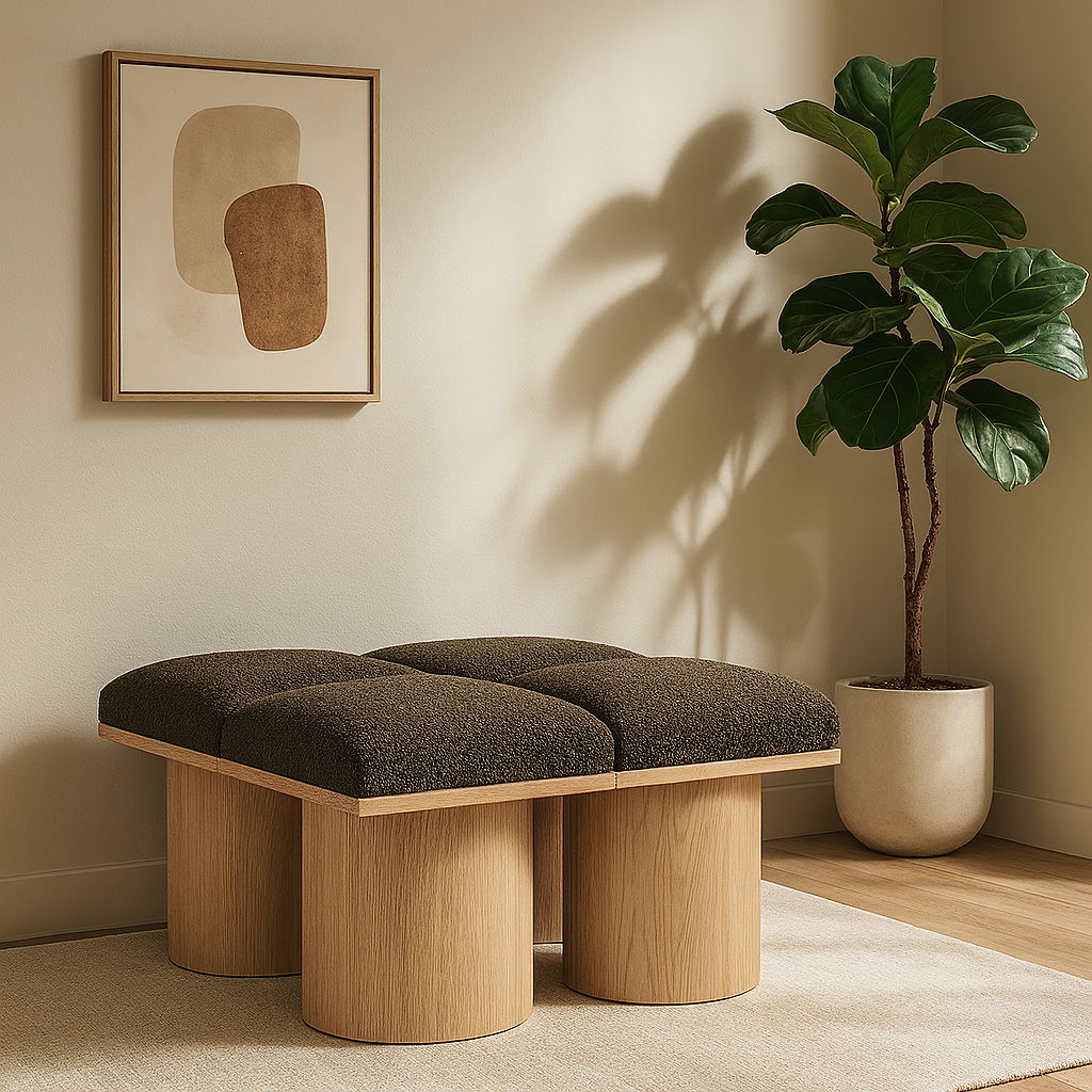 Pavilion - 31" 4 Piece Modular Bench With Natural Base - Brown