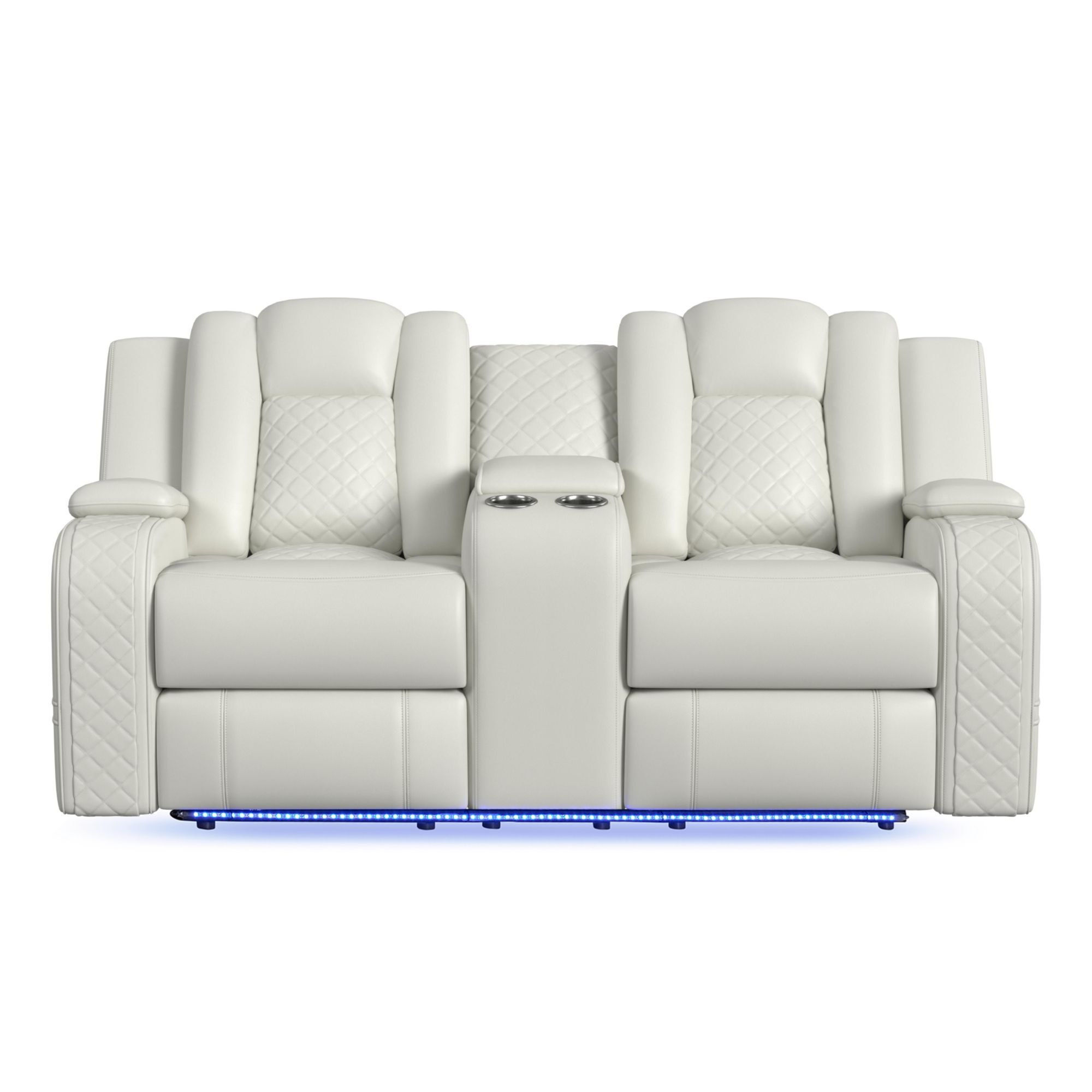 Carlo - Power Motion Loveseat With Power Headrest, Console And LED - Pebble Oyster