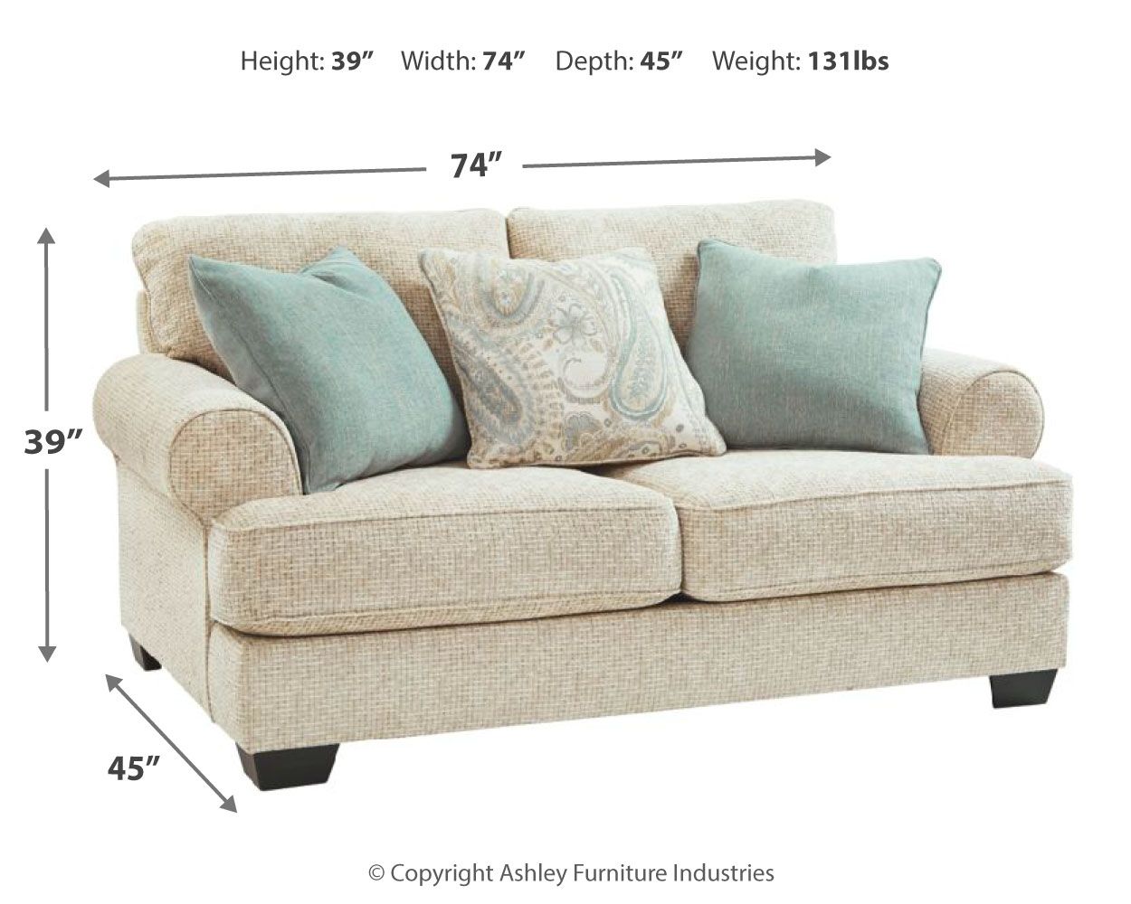 Ashley Furniture Monaghan - Loveseat - Sandstone - Image 4