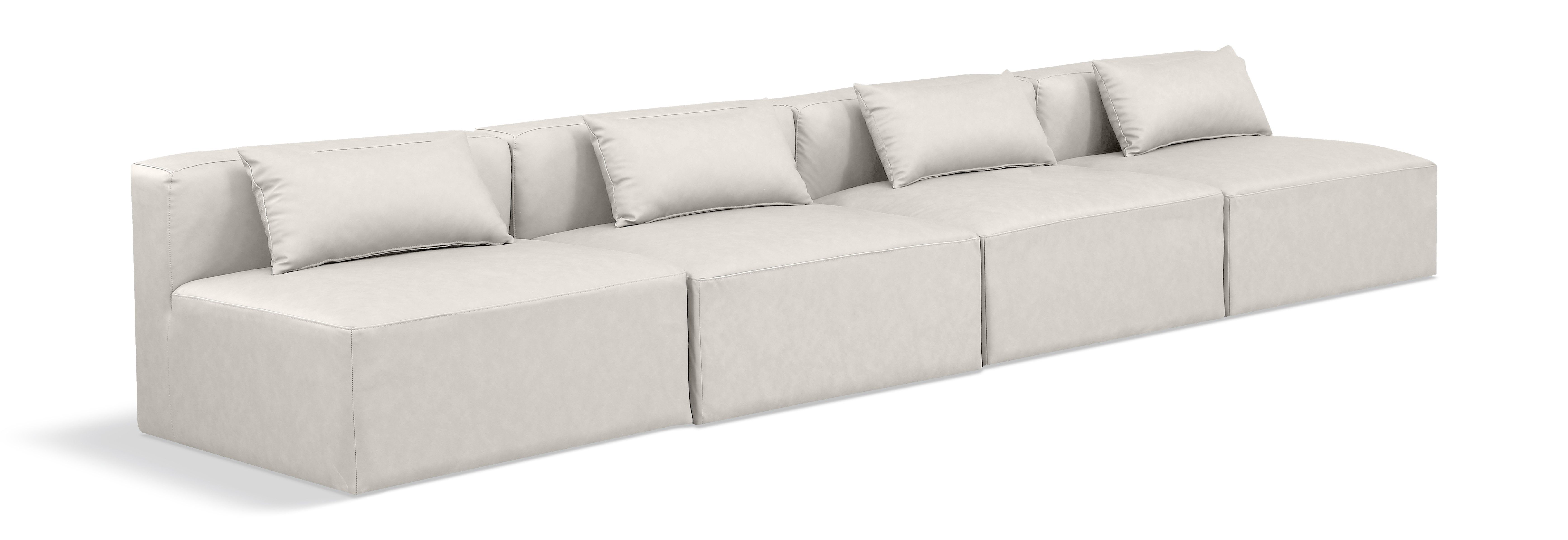 Cube - Modular 4 Seat Armless Sofa - Cream