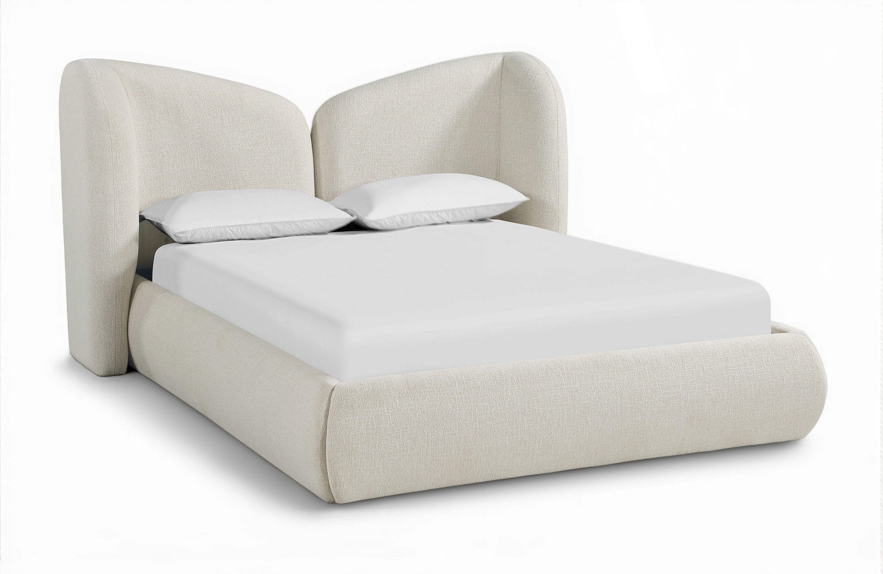 Elowen - Chenille Fabric Upholstered Full Bed - Cream