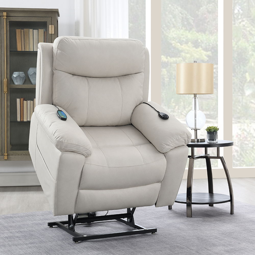 Chriki - Power Recliner With Lift & Heating & Massage - Beige Fabric, beige, view 5