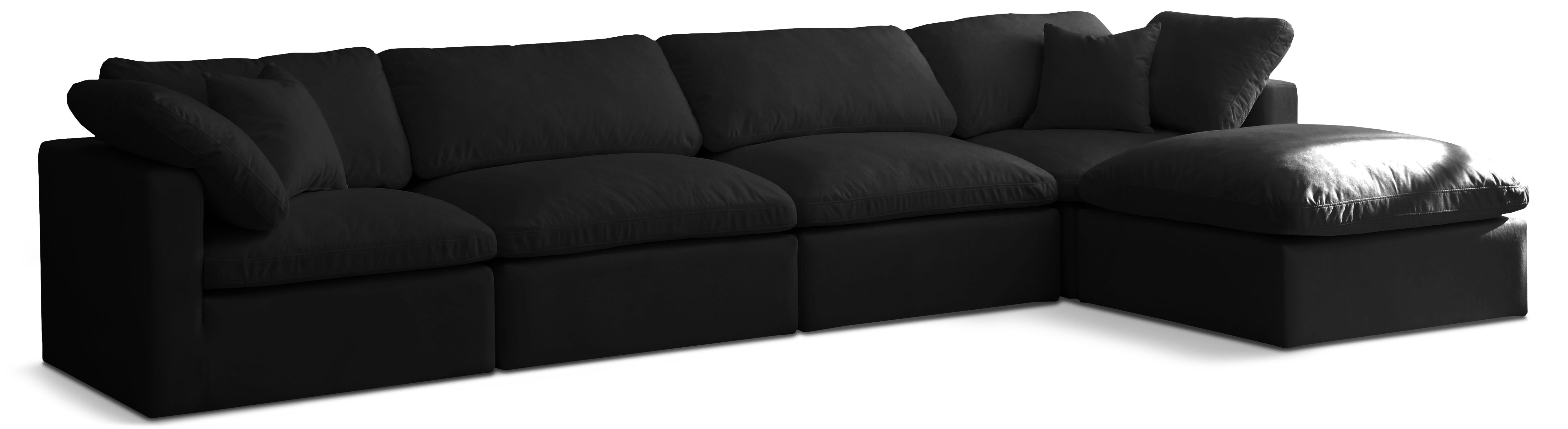 Plush - 5 Piece Modular Sectional With Chaise - Black