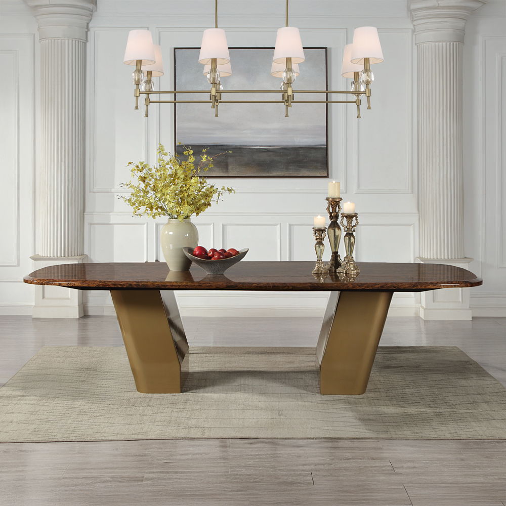 Jamonica - Dining Table - Brown / Gold, dark brown