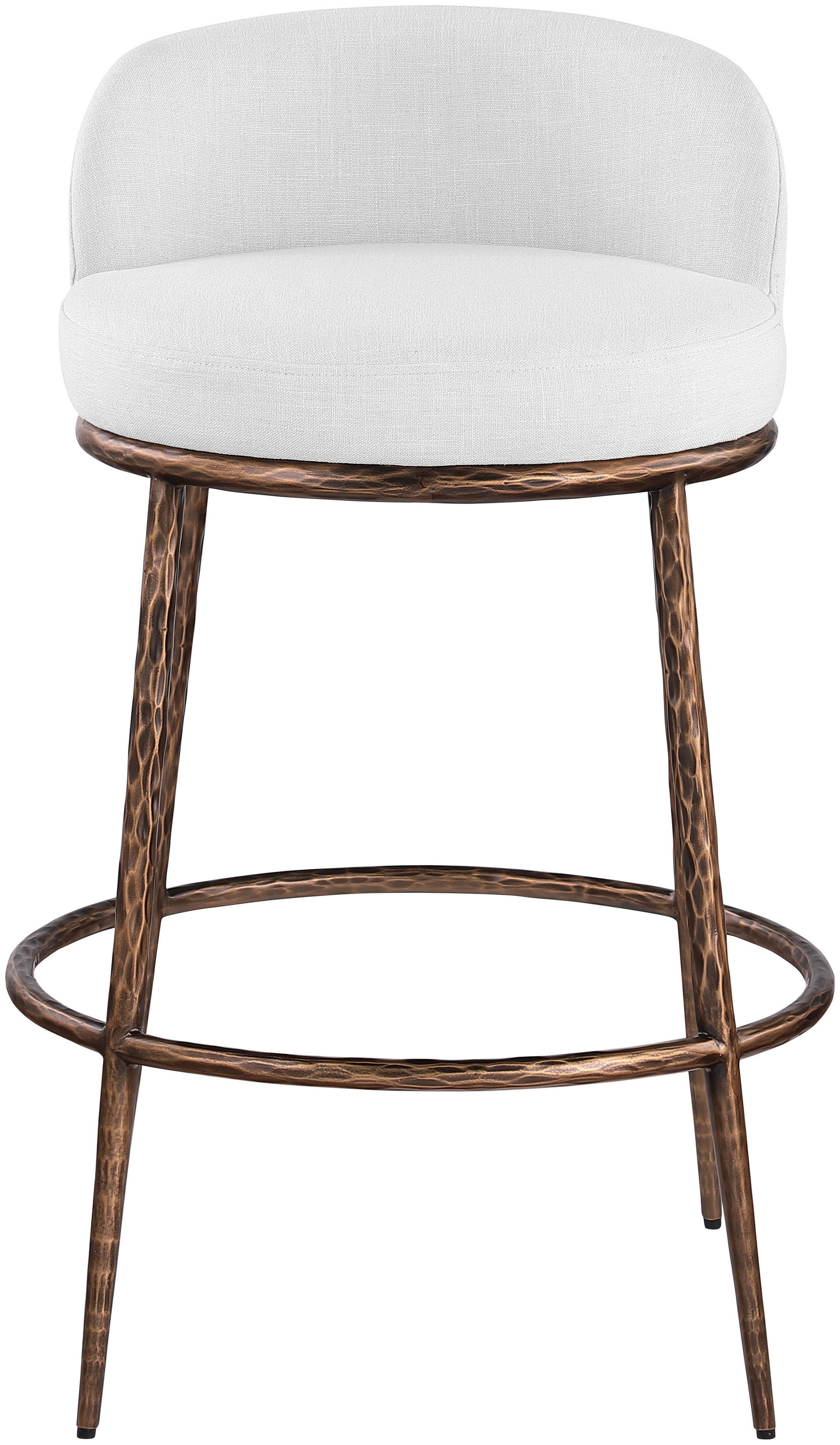 Ferro - Performance Fabric Upholstered Bar Stool - White / Antique Bronze