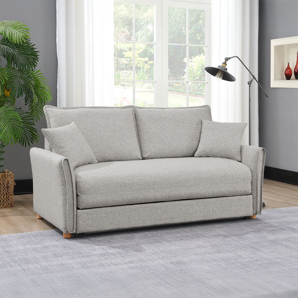 Oran - Sofa With Sleeper - Gray Chenille, light gray