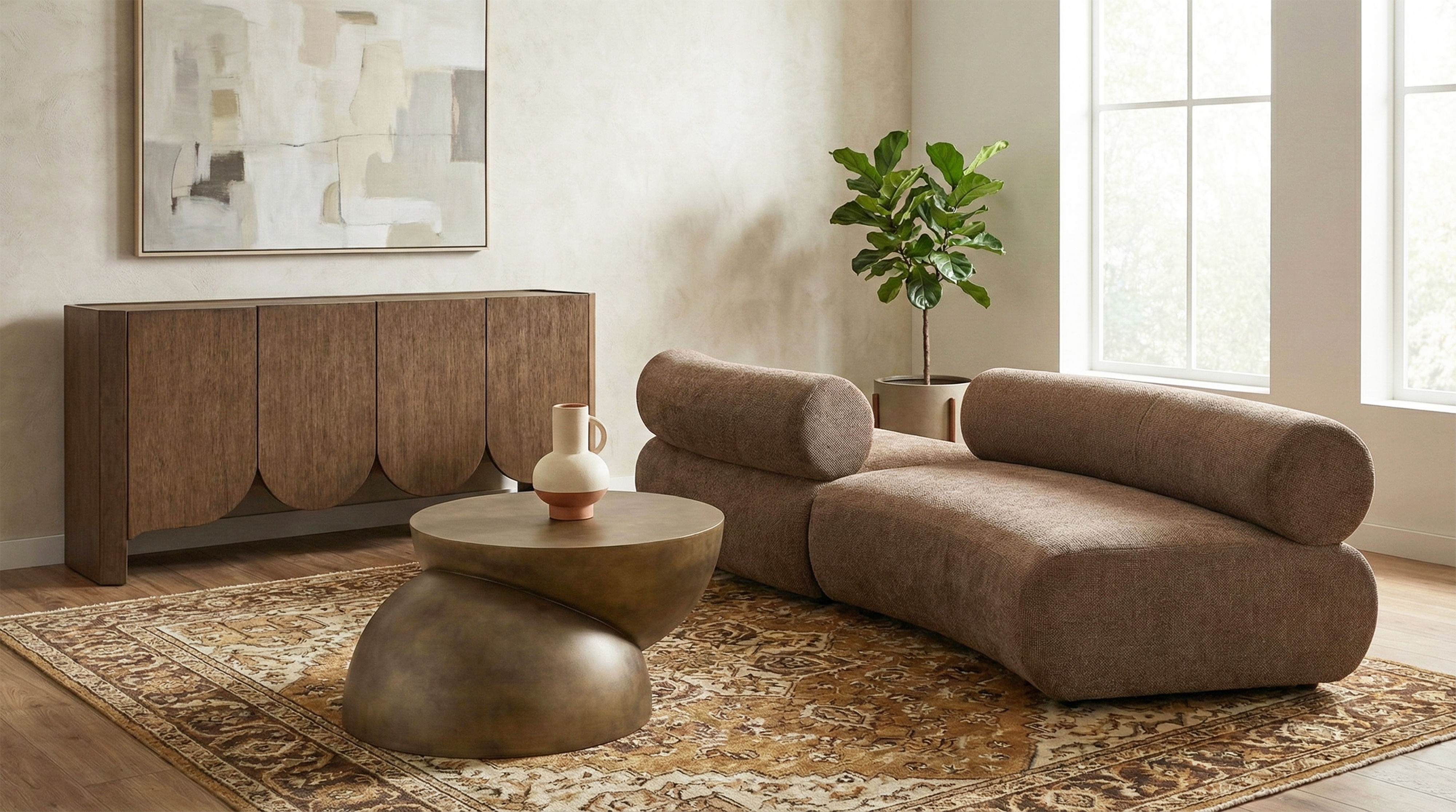 Bale - 108" Chenille Fabric Upholstered 2 Piece Modular Sectional - Brown
