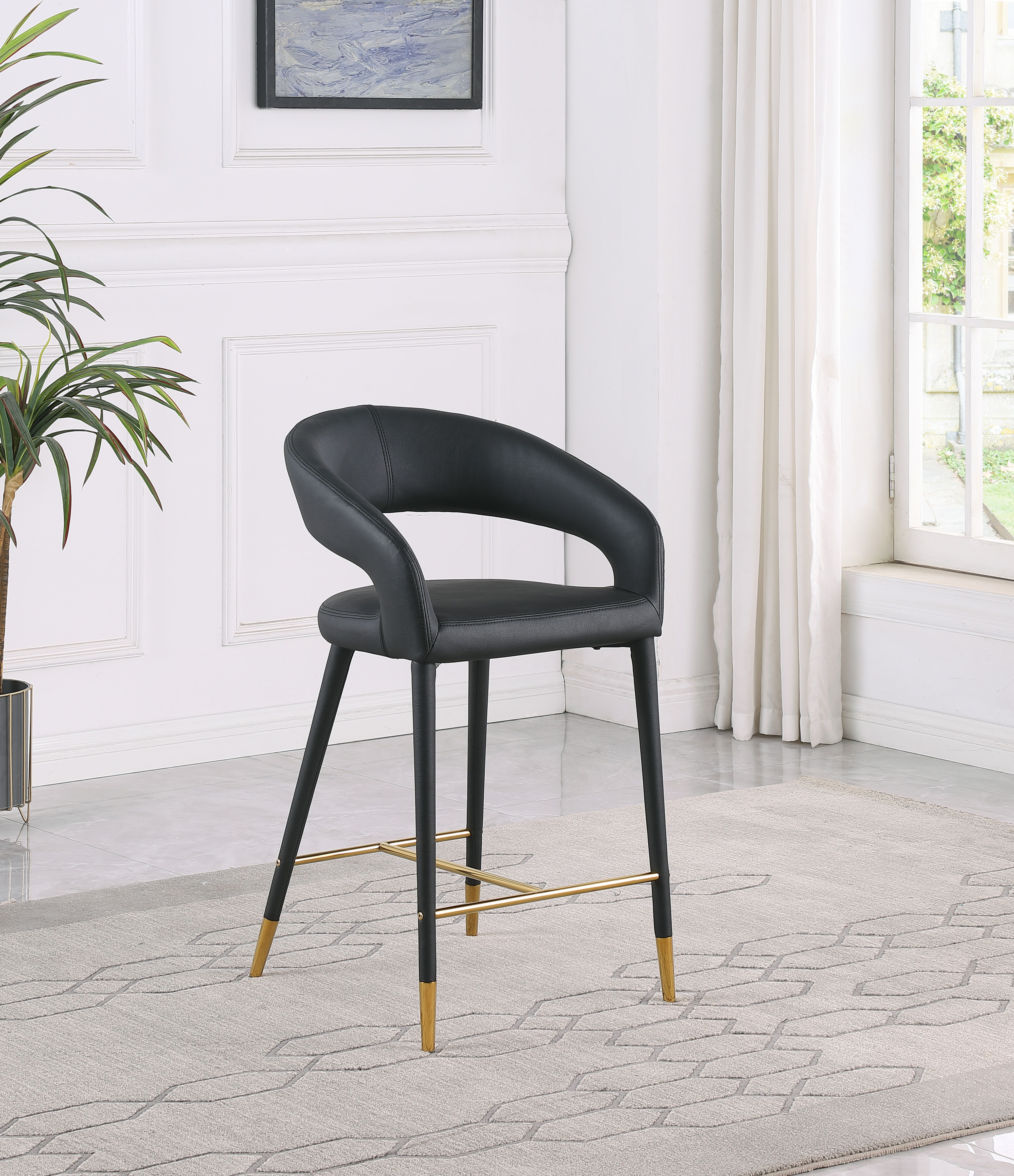 Destiny - Faux Leather Stool - Black