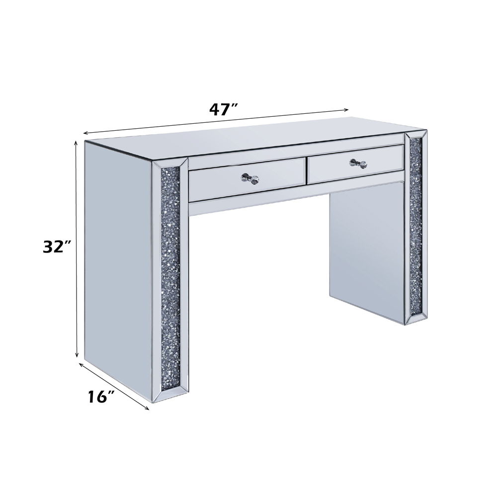 Noralie - Vanity Desk - Faux Diamonds & Mirrored, silver, view 7