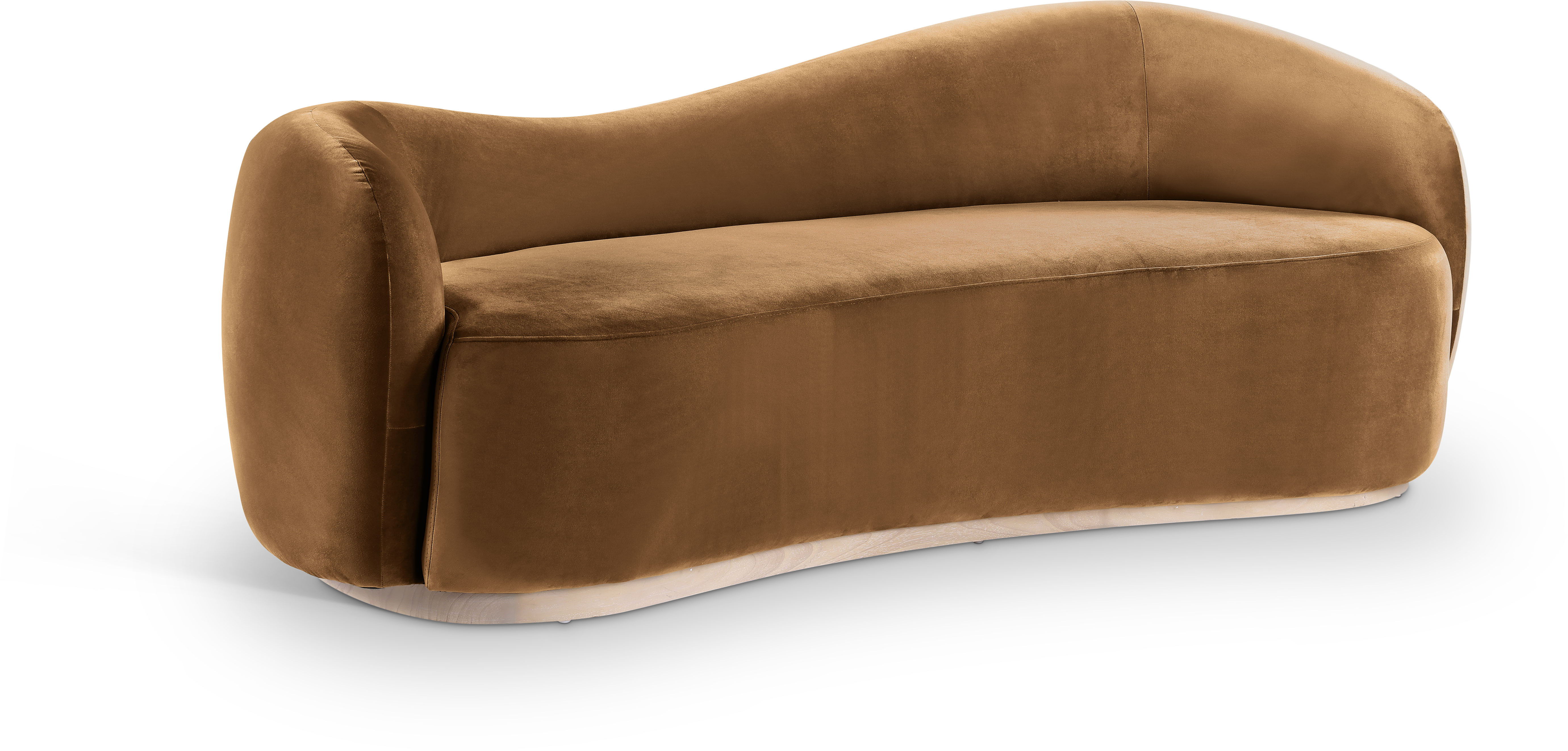 Gustavo - Velvet 92.5" Upholstered Sofa - Saddle