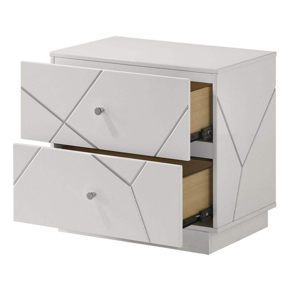 Esther - Nightstand - White / Silver, white, view 5
