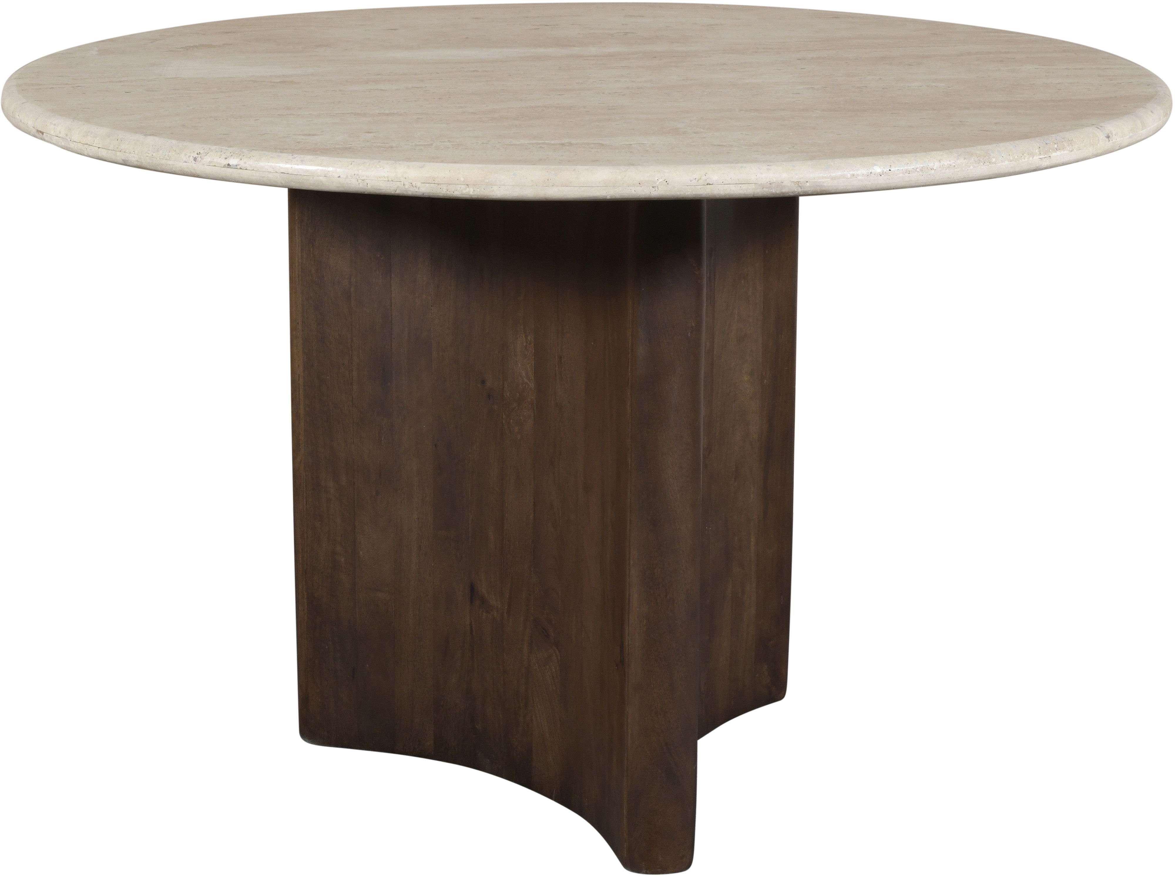 Pietra - 48" Travertine And Mango Wood Dining Table - Brown / Beige