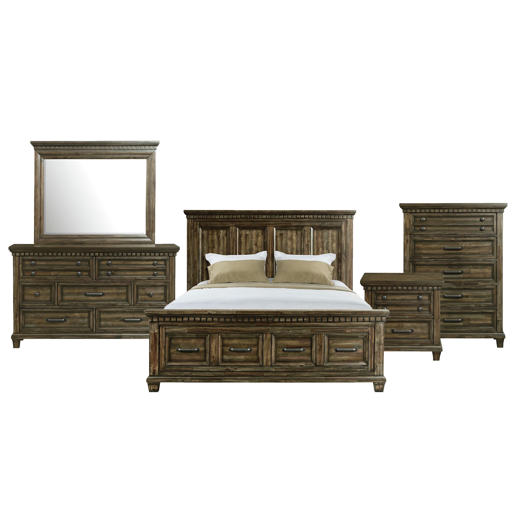 McCoy - Queen Storage 5 Piece Bedroom Set - Charcoal
