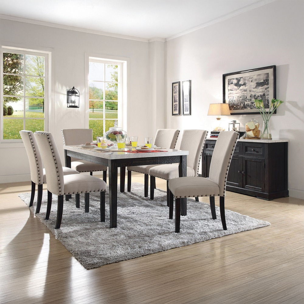 Nolan - Side Chair (Set of 2) - Linen & Salvage Dark Oak, beige, view 3
