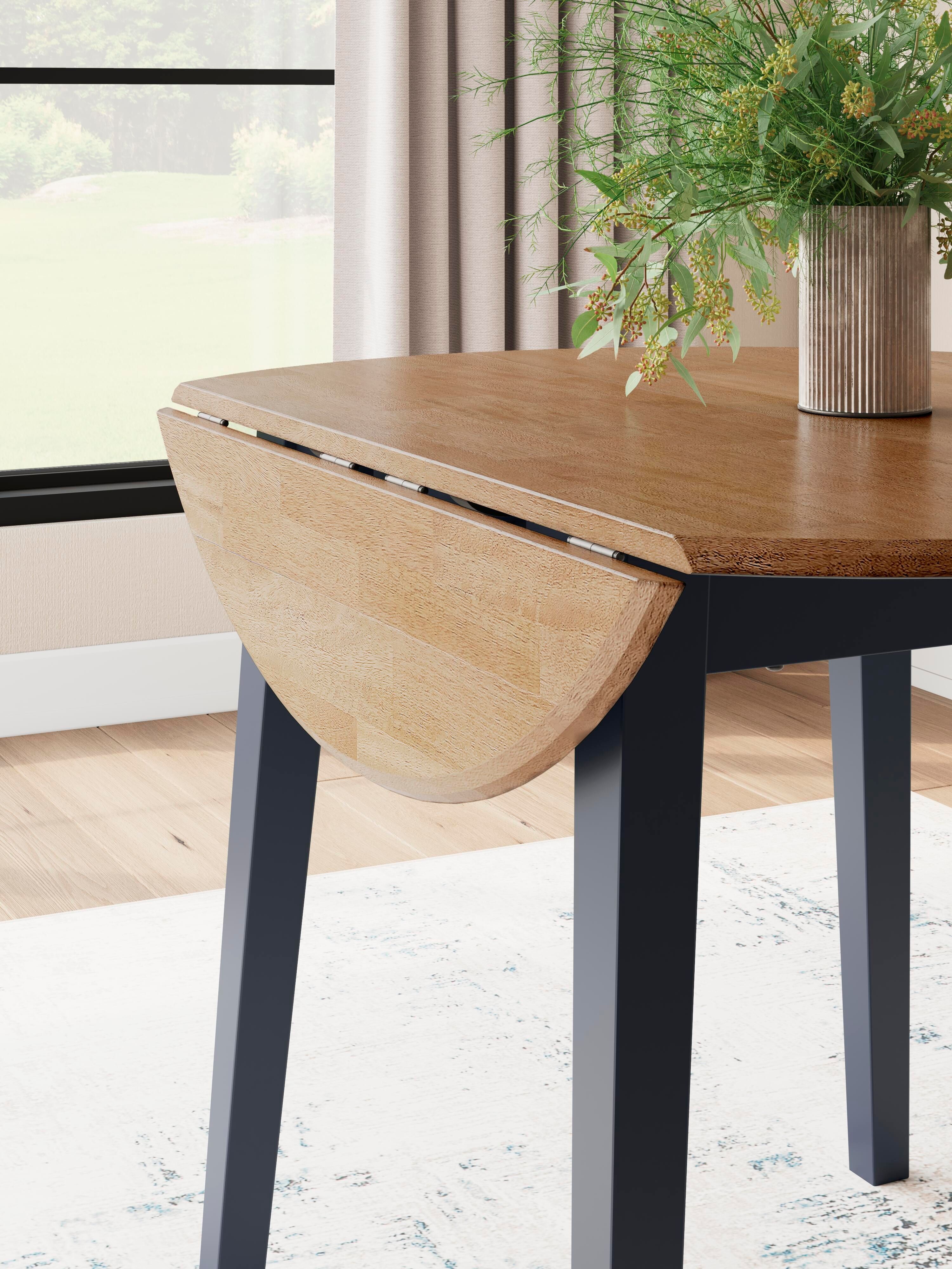 Ashley Furniture Gesthaven - Round Dining Room Drop Leaf Table - Natural / Blue - Image 6