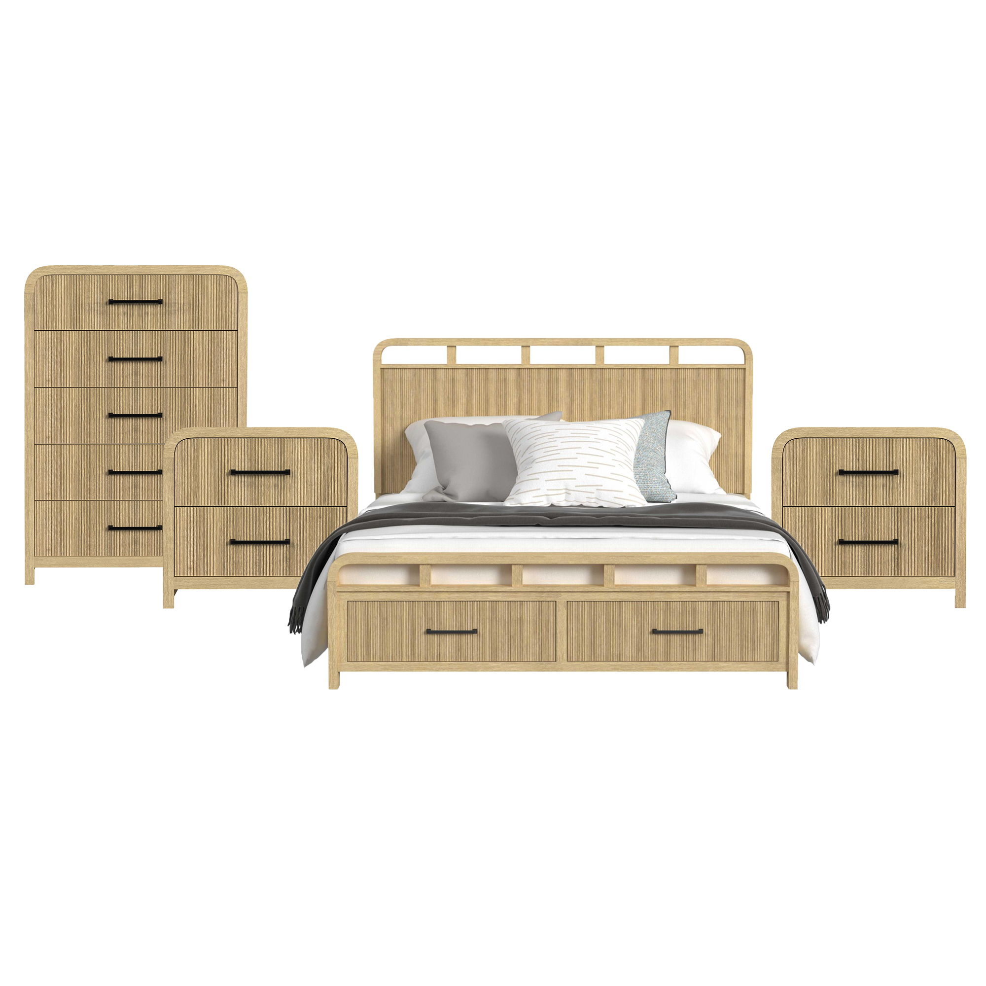 King · 4 Pc · Bedroom Set With 2 Nightstands & Chest