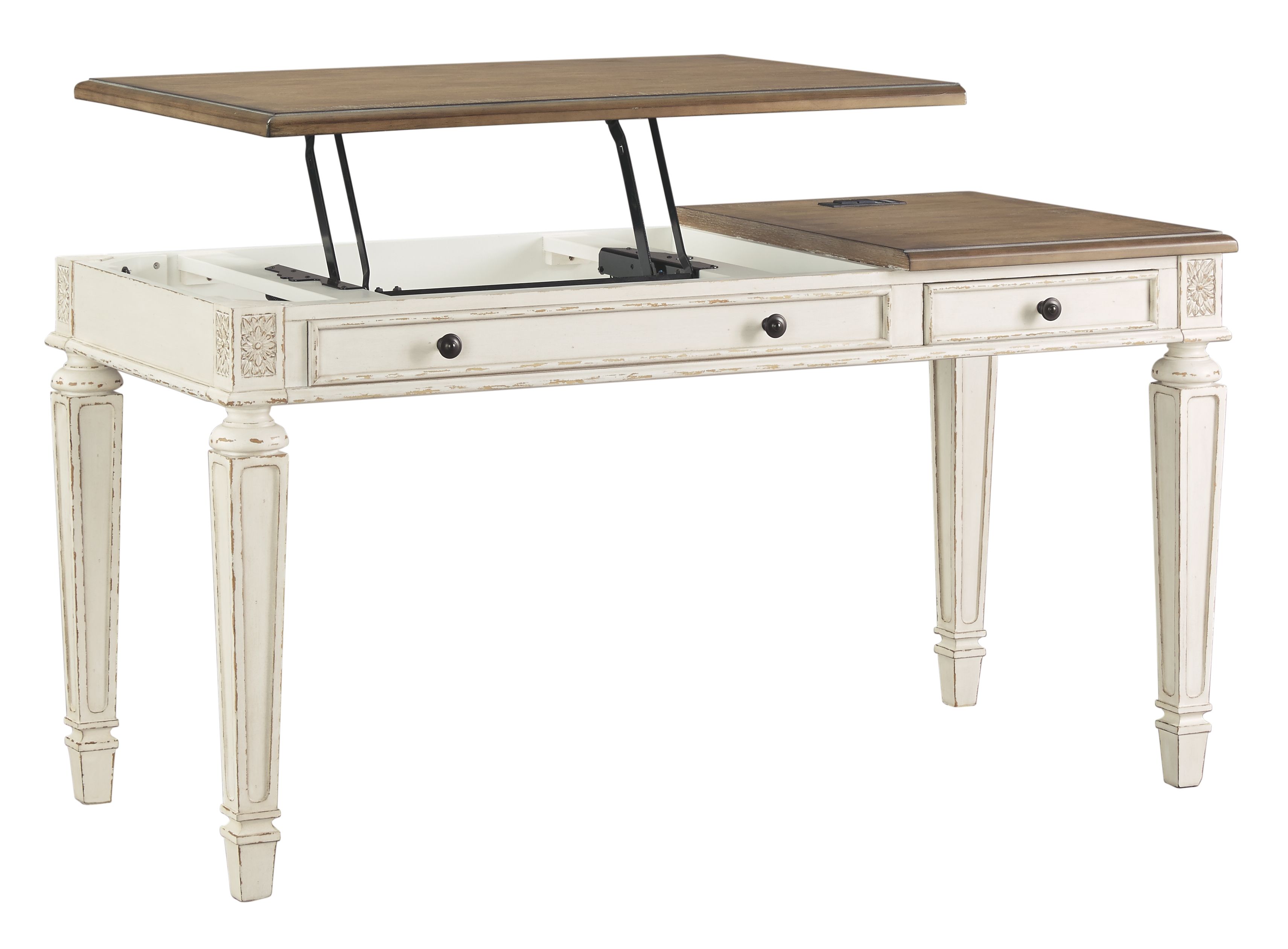 Ashley Furniture Realyn - Home Office Lift Top Desk - White / Brown - Image 3