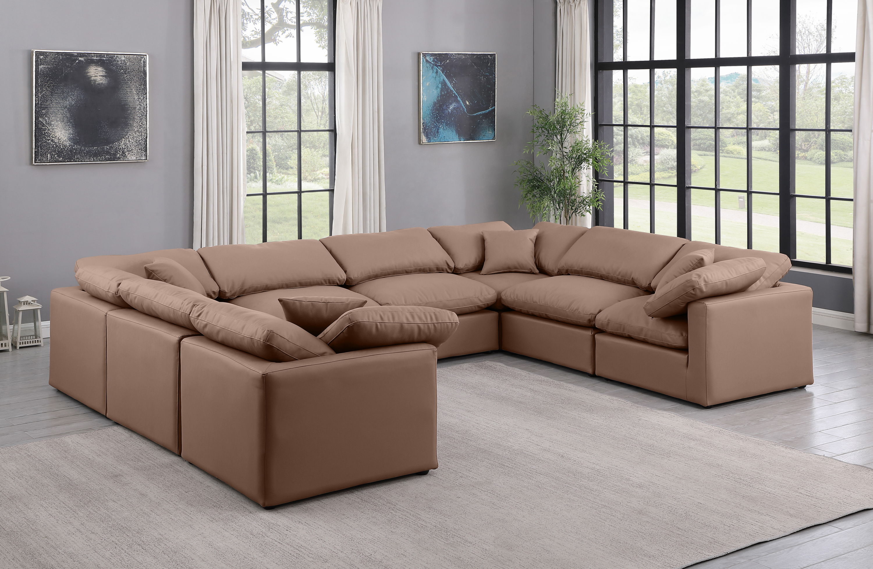Indulge - Faux Leather 8 Piece Modular Sectional - Brown