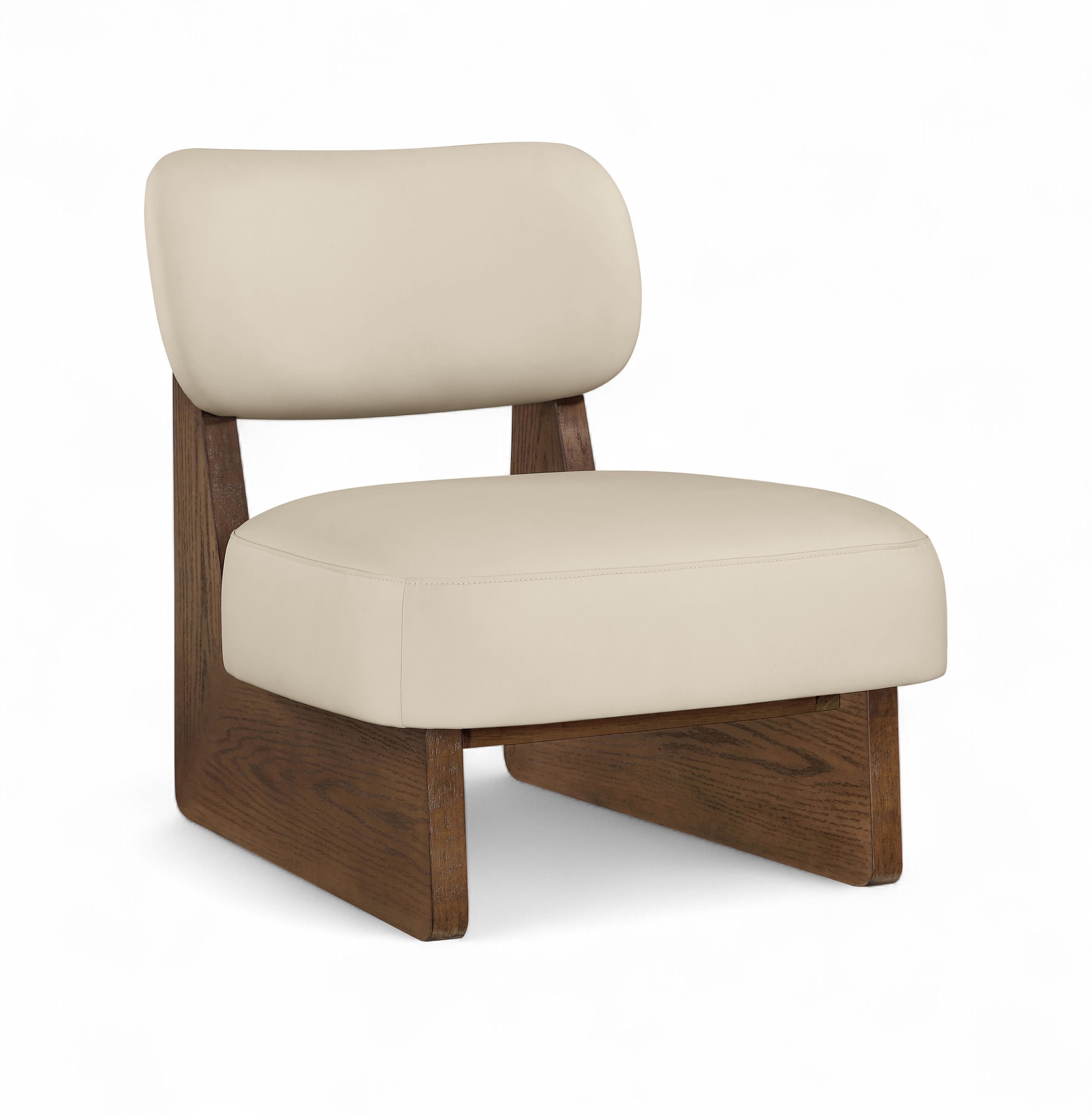 Vetra - Vegan Leather Upholstered Accent Chair - Beige / Painted Brown