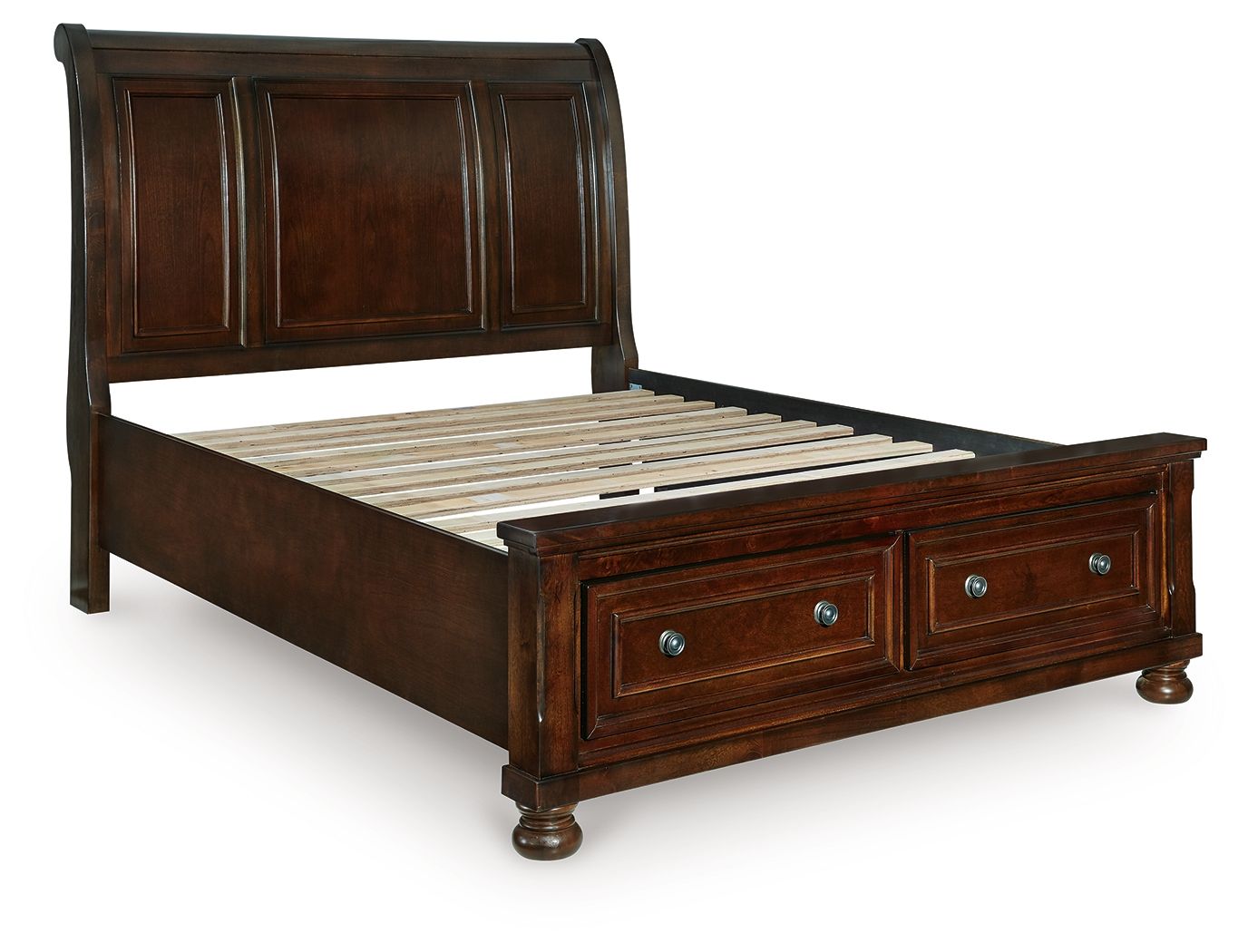Porter - Queen Sleigh Storage Bed - Rustic Brown