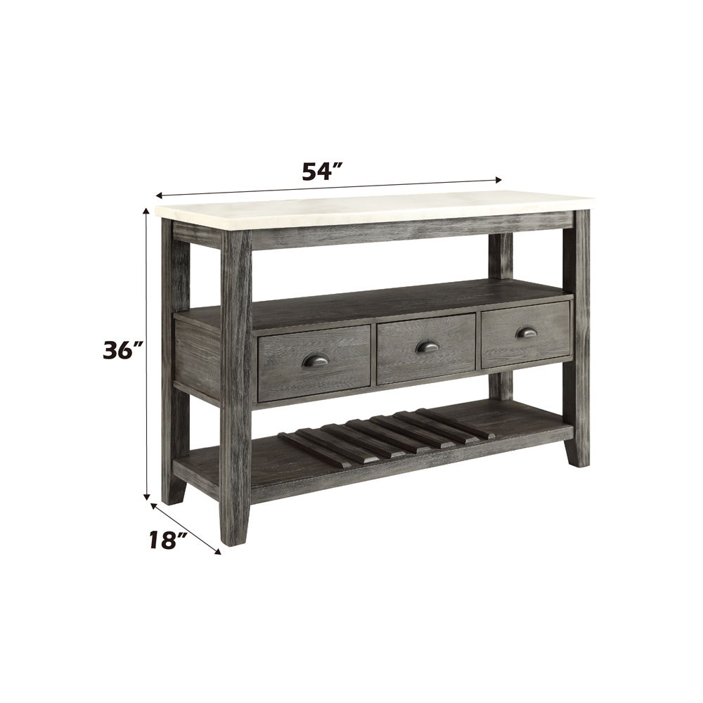 Merel - Server - White Marble Top & Gray Oak, dark gray, view 6