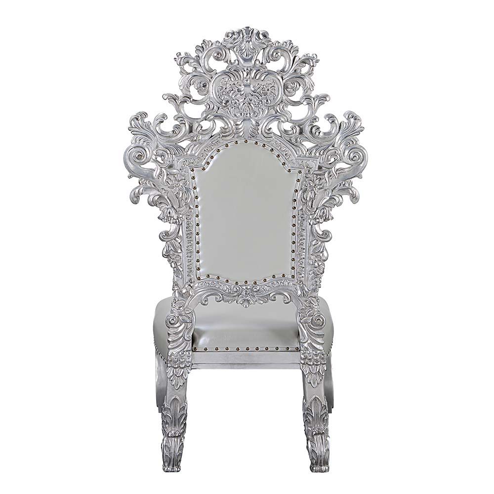 Valkyrie - Side Chair (Set of 2) - Synthetic Leather & Antique Platinum, silver, view 4