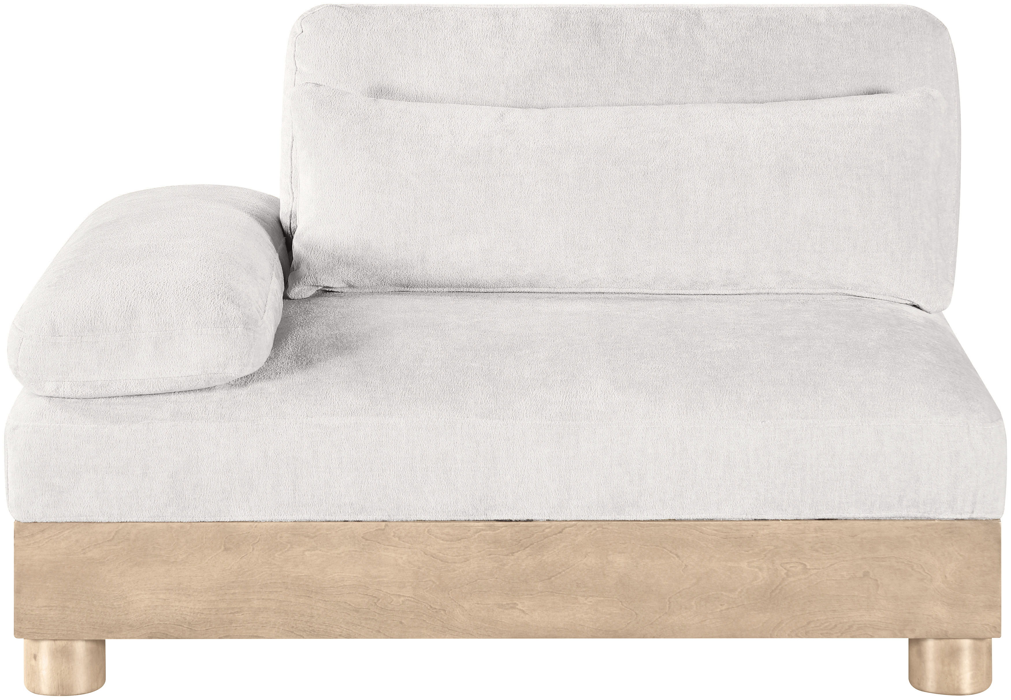 Turin - Chenille Fabric Upholstered Modular Left Arm Chair - Cream / Natural Oak