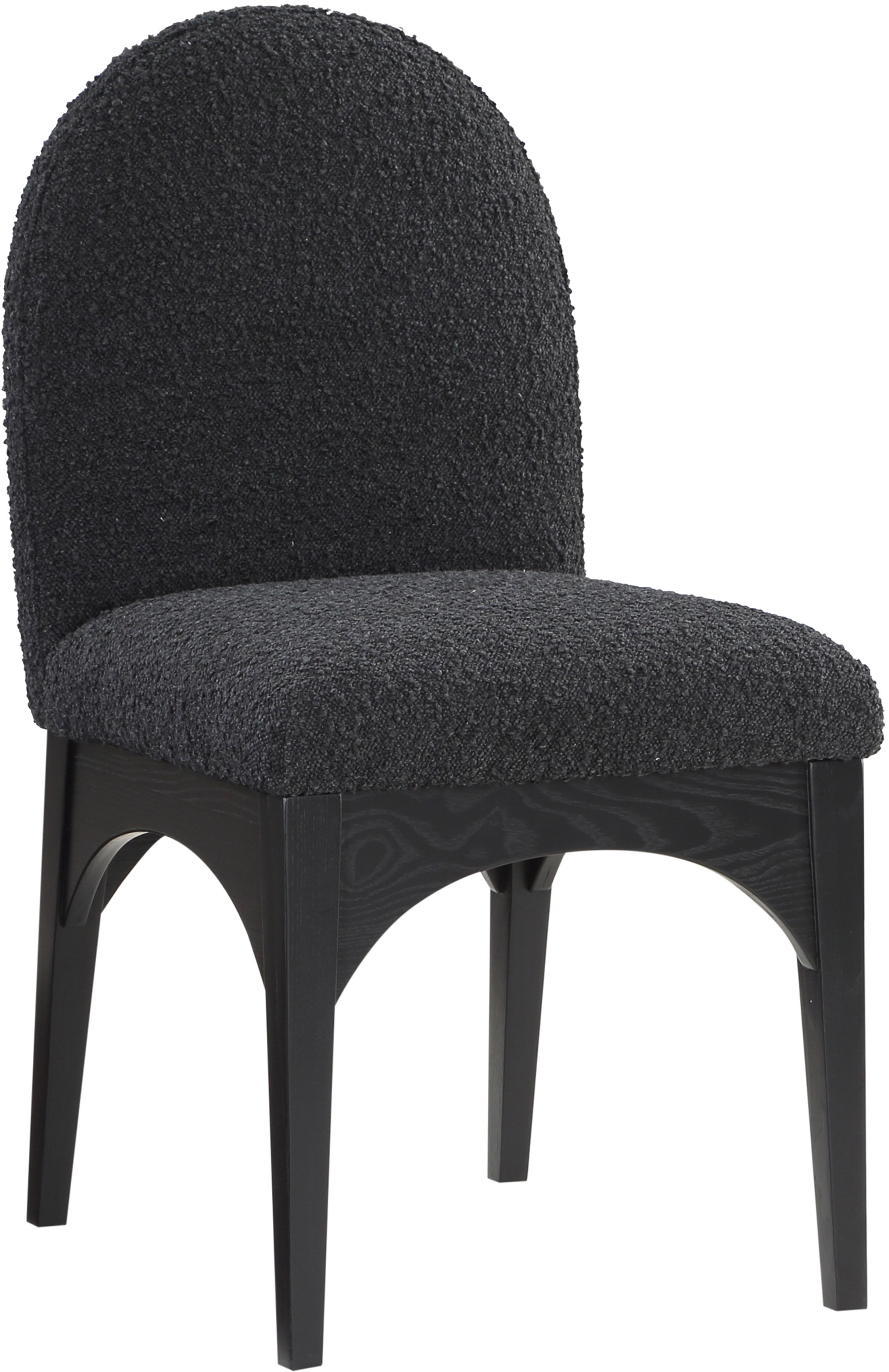 Waldorf - Boucle Dining Side Chair With Black Legs - Black