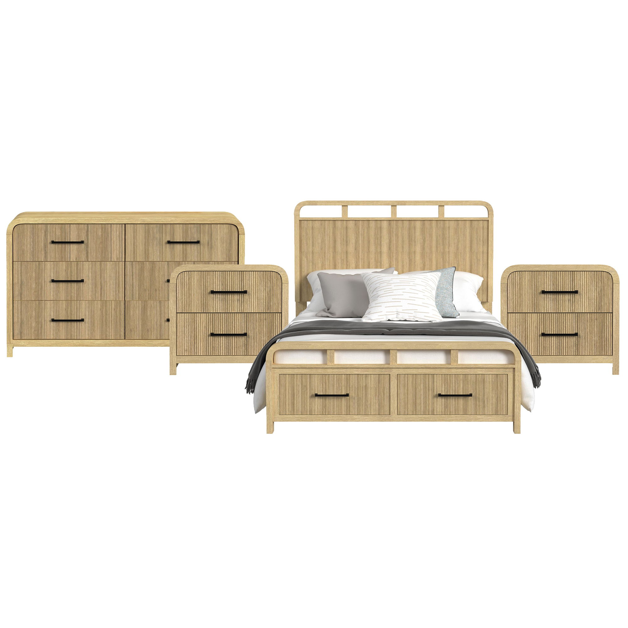 Queen · 4 Pc · Bedroom Set With 2 Nightstands & Dresser