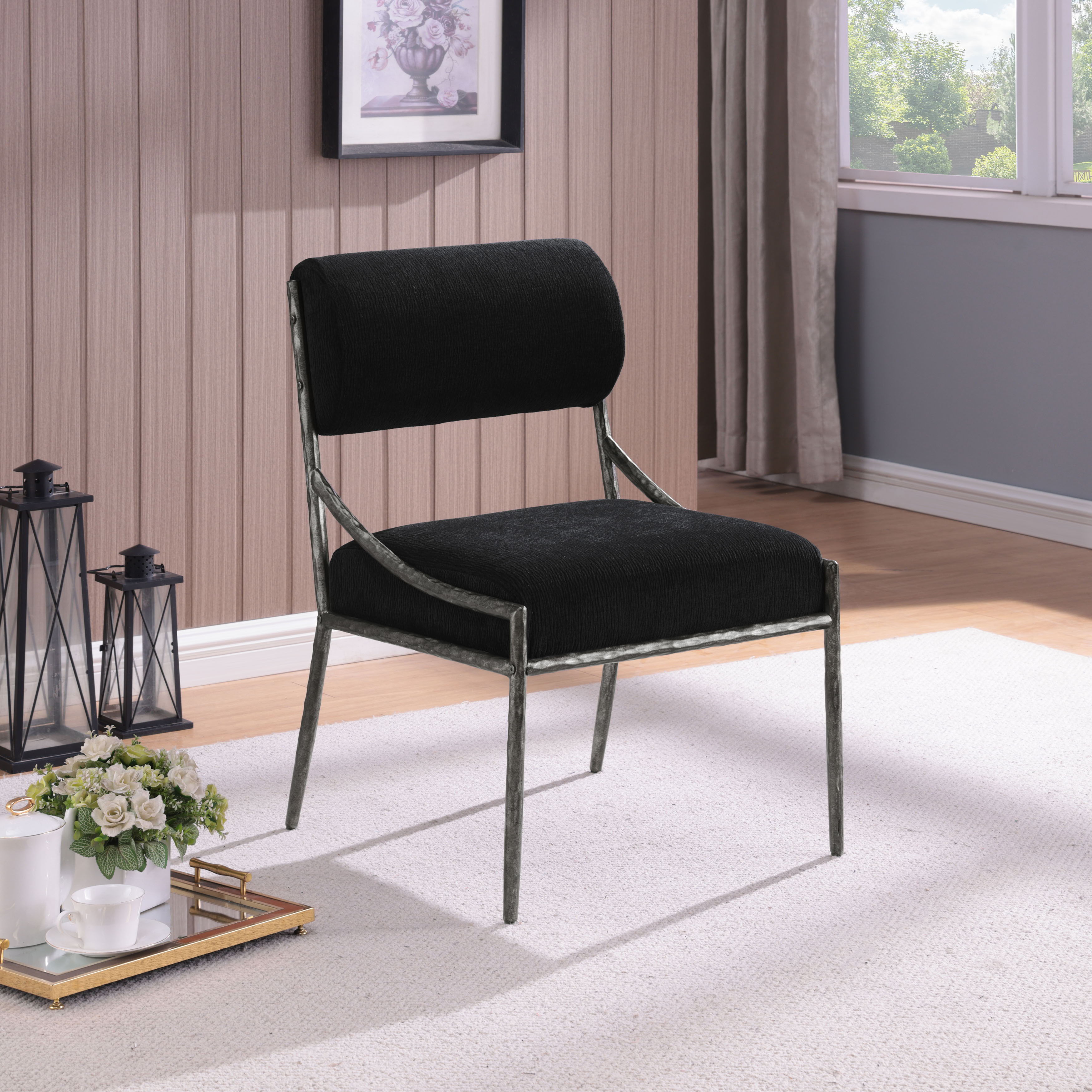 Bastille - Upholstered Dining Side Chair (Set of 2) - Black / Silver