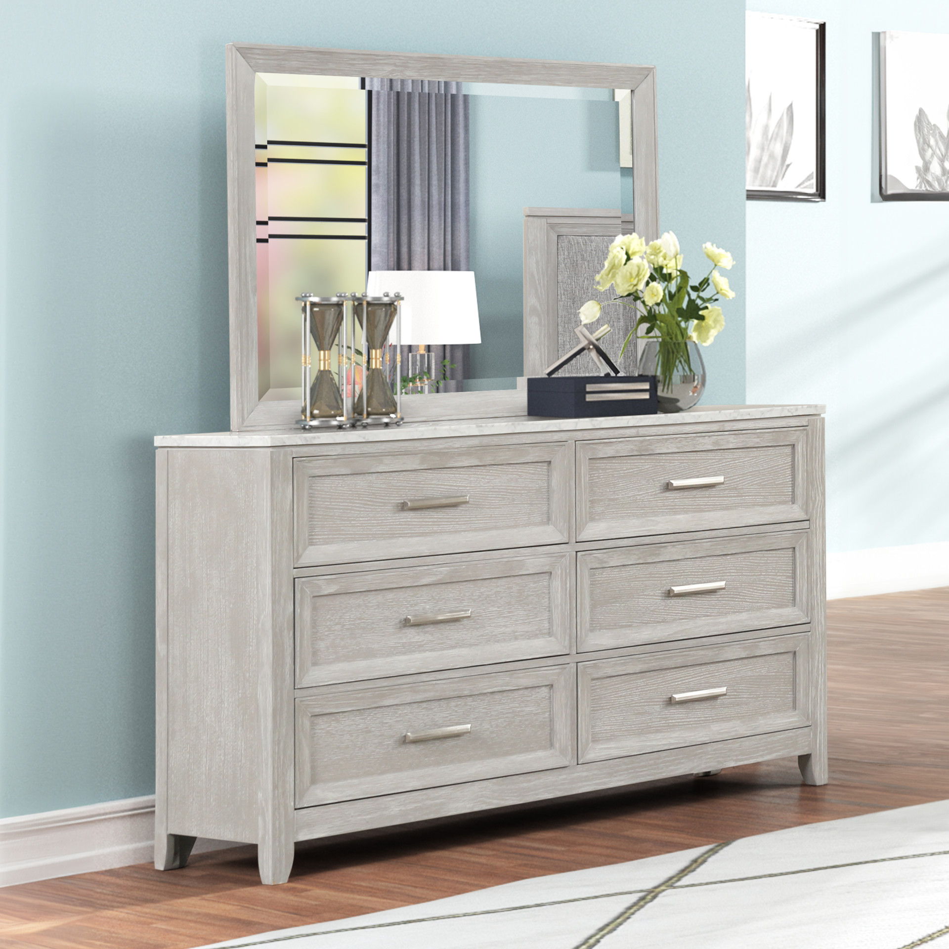 Fiona - Landscape Mirror - Mist Gray, light gray, view 7