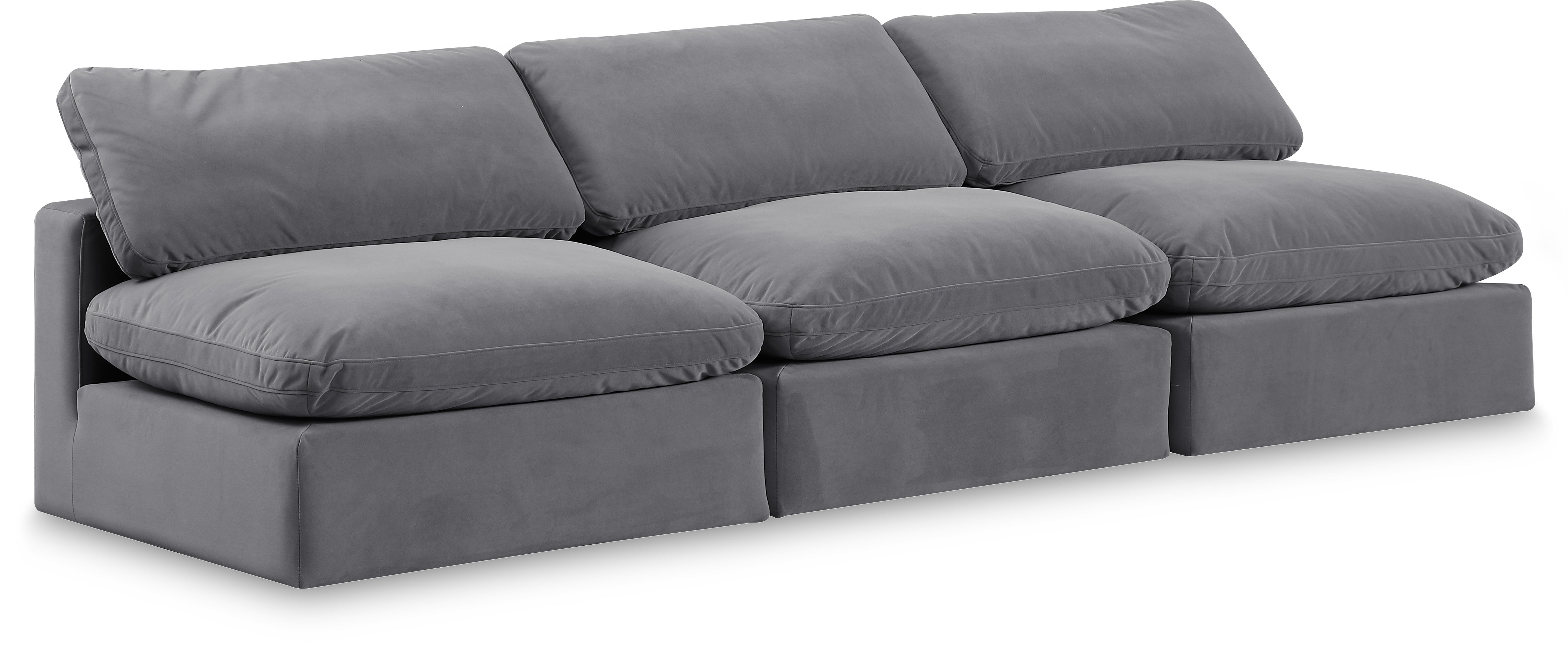 Comfy - Velvet Modular Armless Sofa 3 Seats - Dark Gray