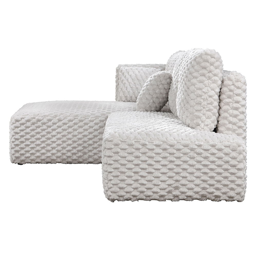 Manya - Sectional Sofa - Ivory Corduroy, white, view 3