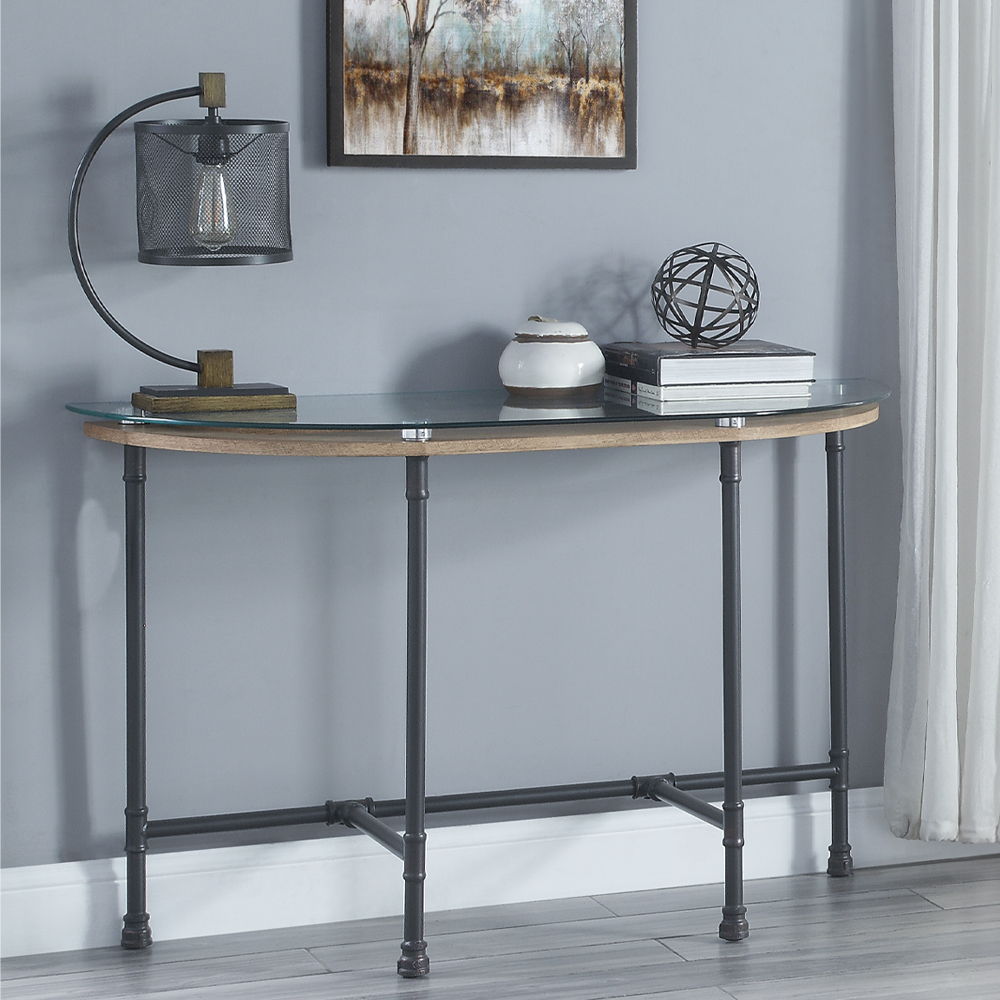 Brantley - Sofa Table - Clear Glass & Sandy Gray, dark gray